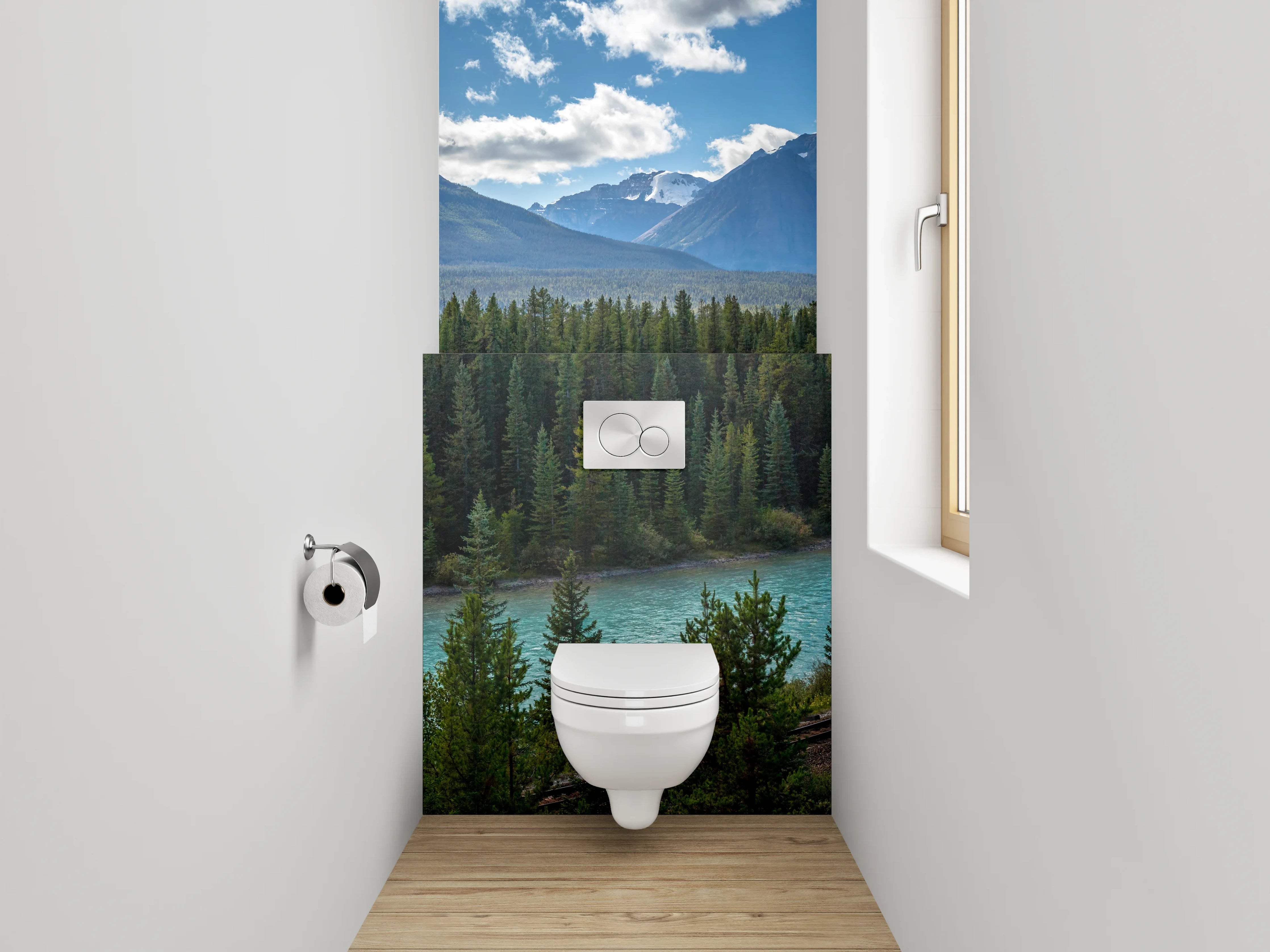 WC-Rückwand - Panorama Bergfluss Landschaft