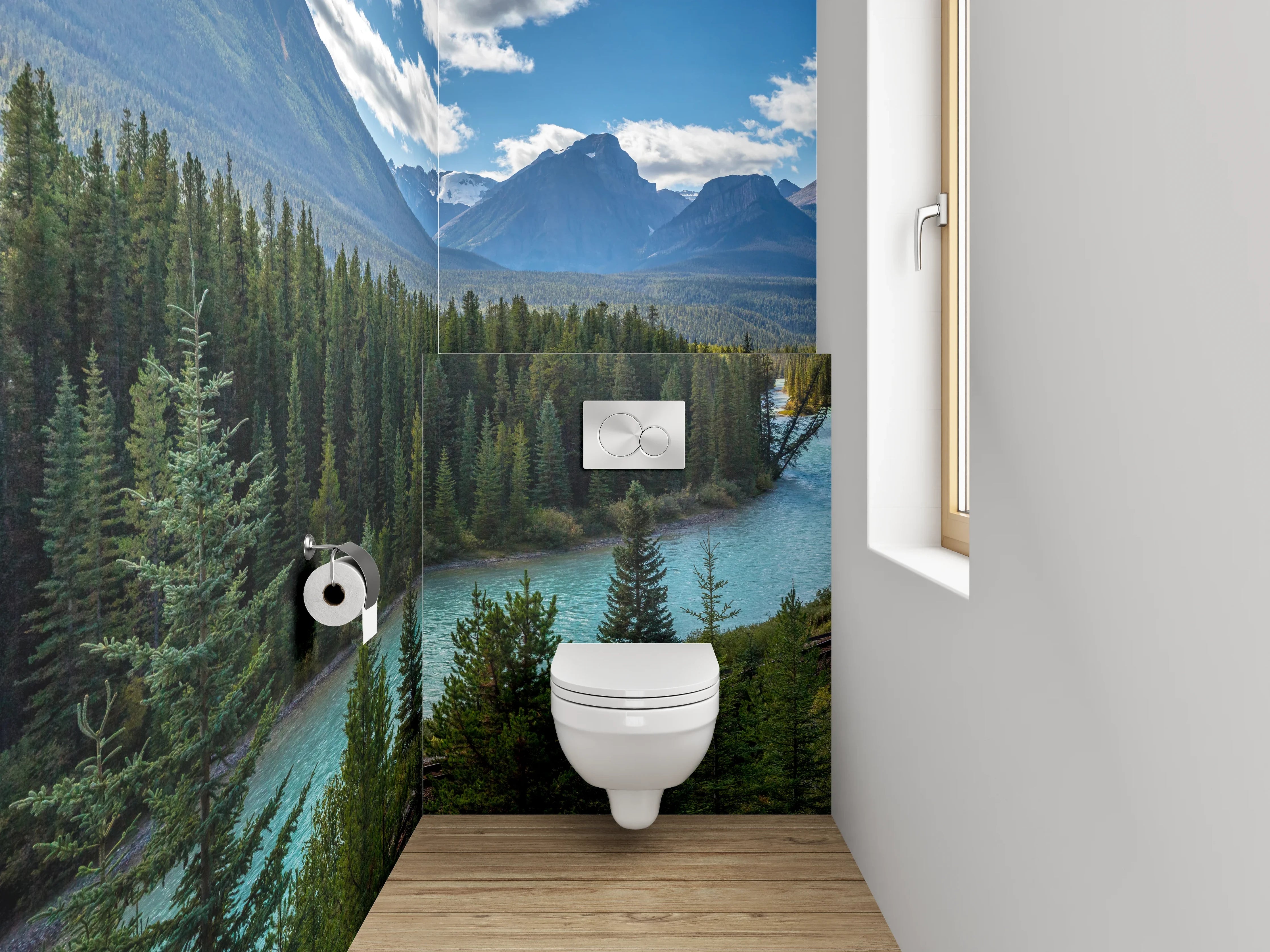 WC-Rückwand - Panorama Bergfluss Landschaft
