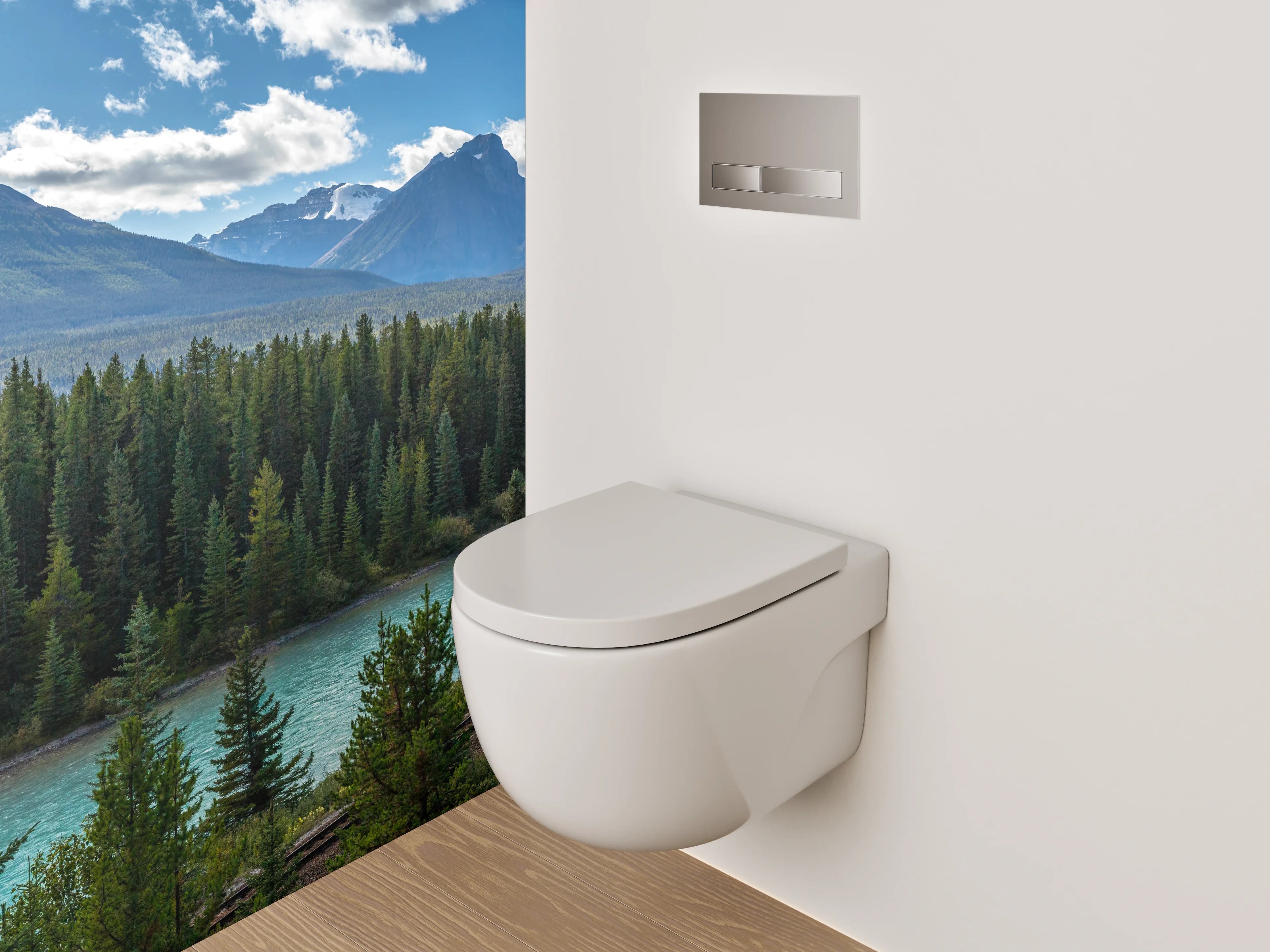 WC-Rückwand - Panorama Bergfluss Landschaft