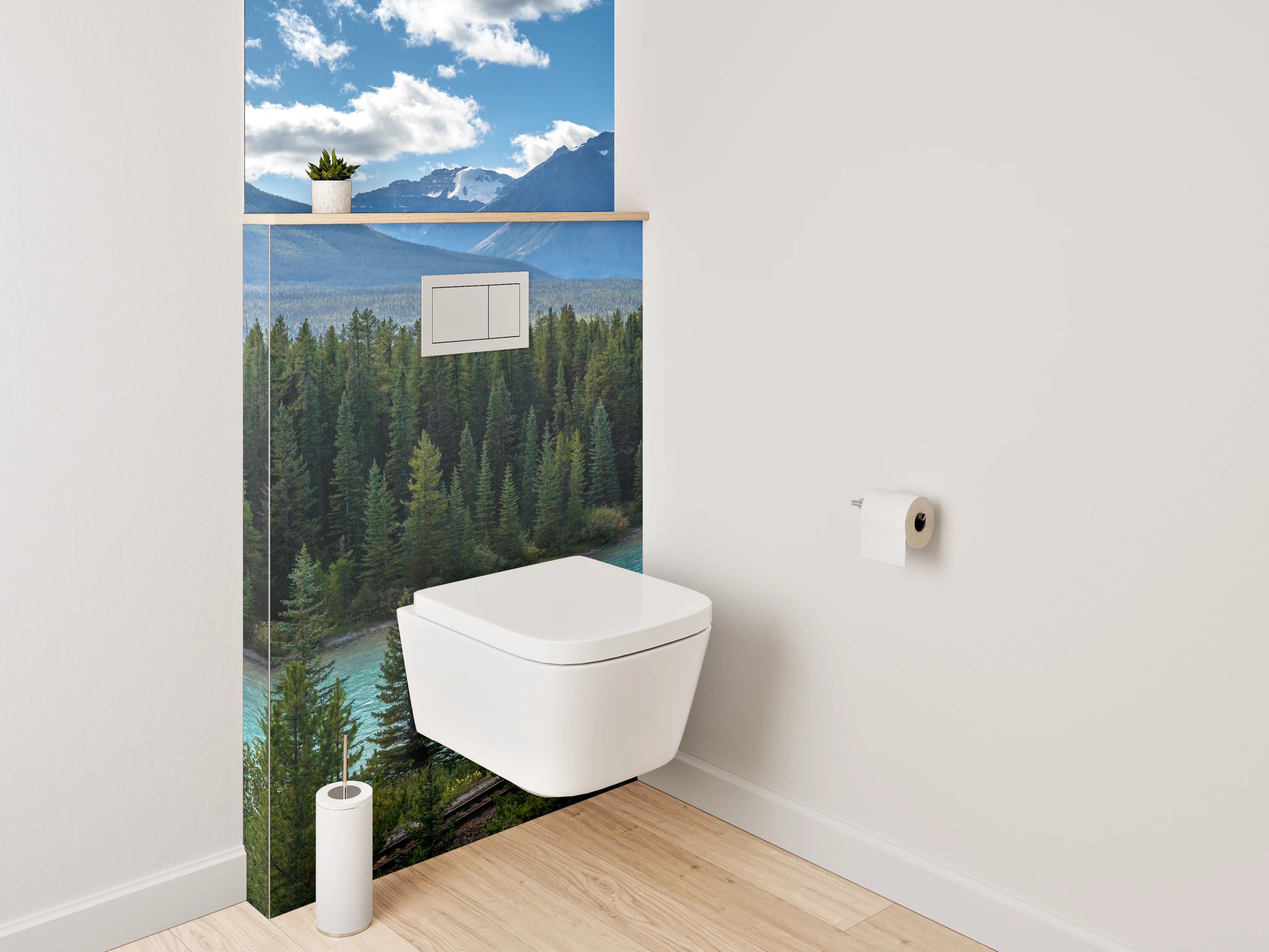 WC-Rückwand - Panorama Bergfluss Landschaft