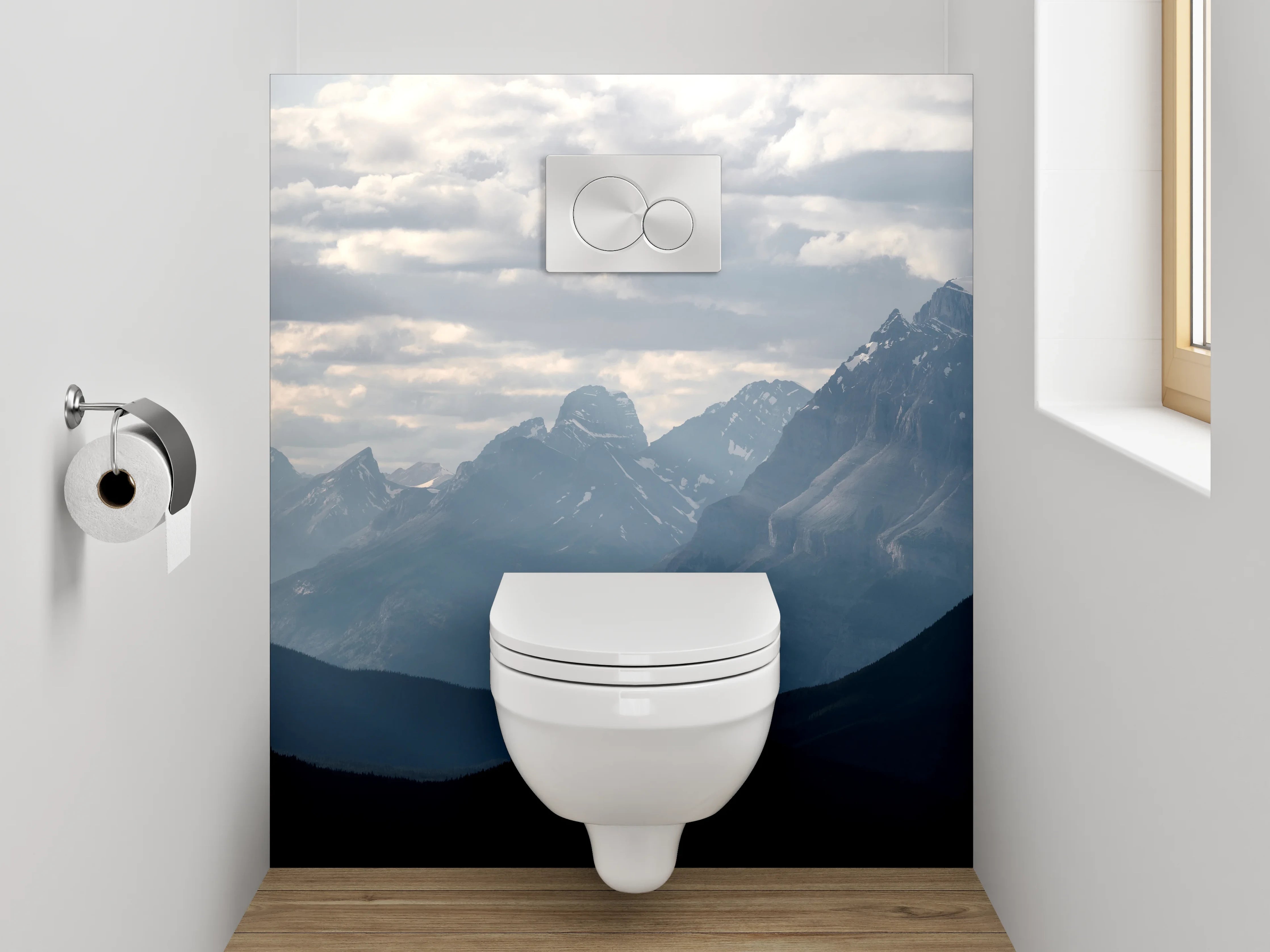 WC-Rückwand - Panorama Berglandschaft im Morgenlicht
