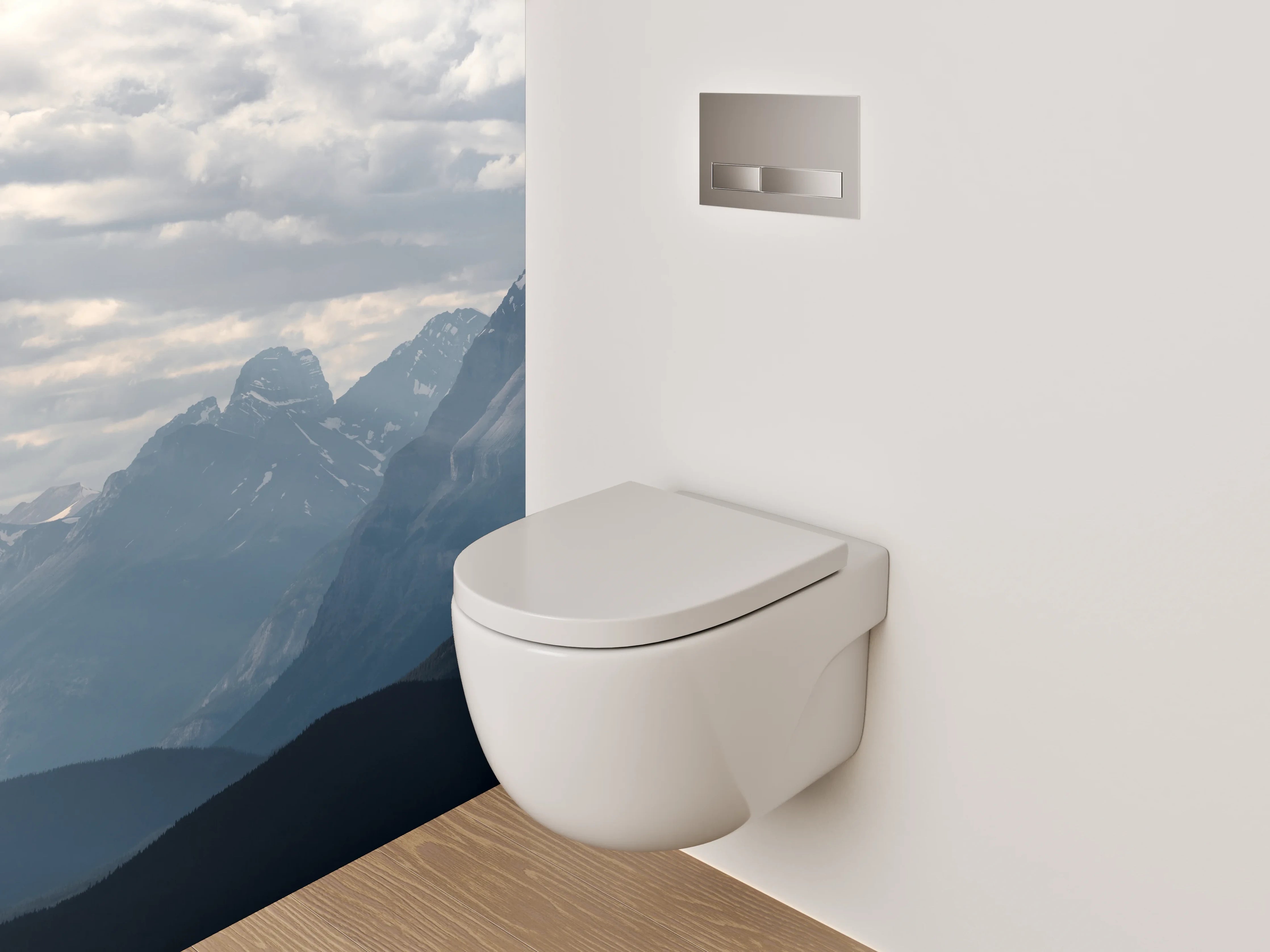 WC-Rückwand - Panorama Berglandschaft im Morgenlicht