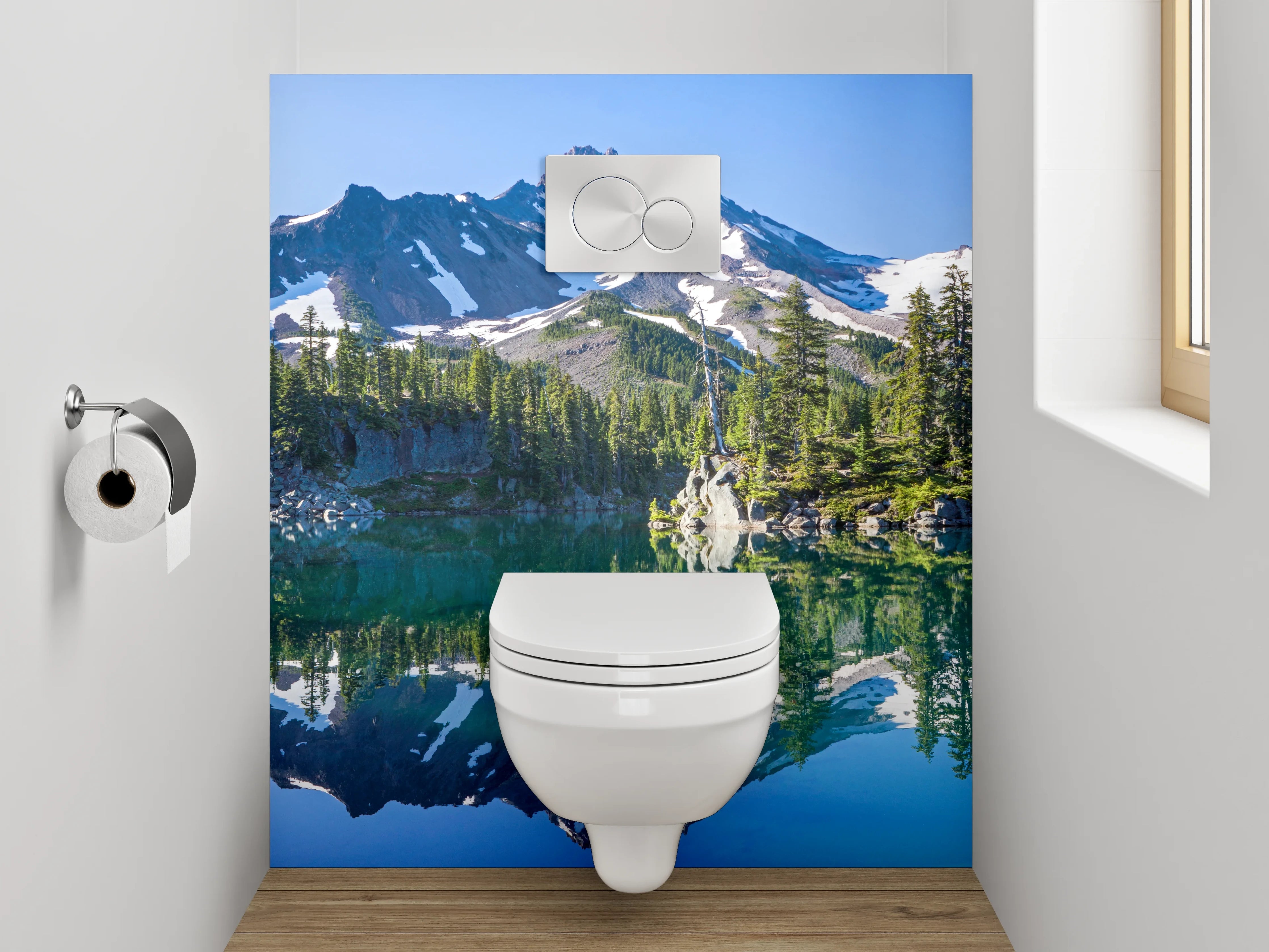 WC-Rückwand - Panorama Bergsee Natur Spiegelung