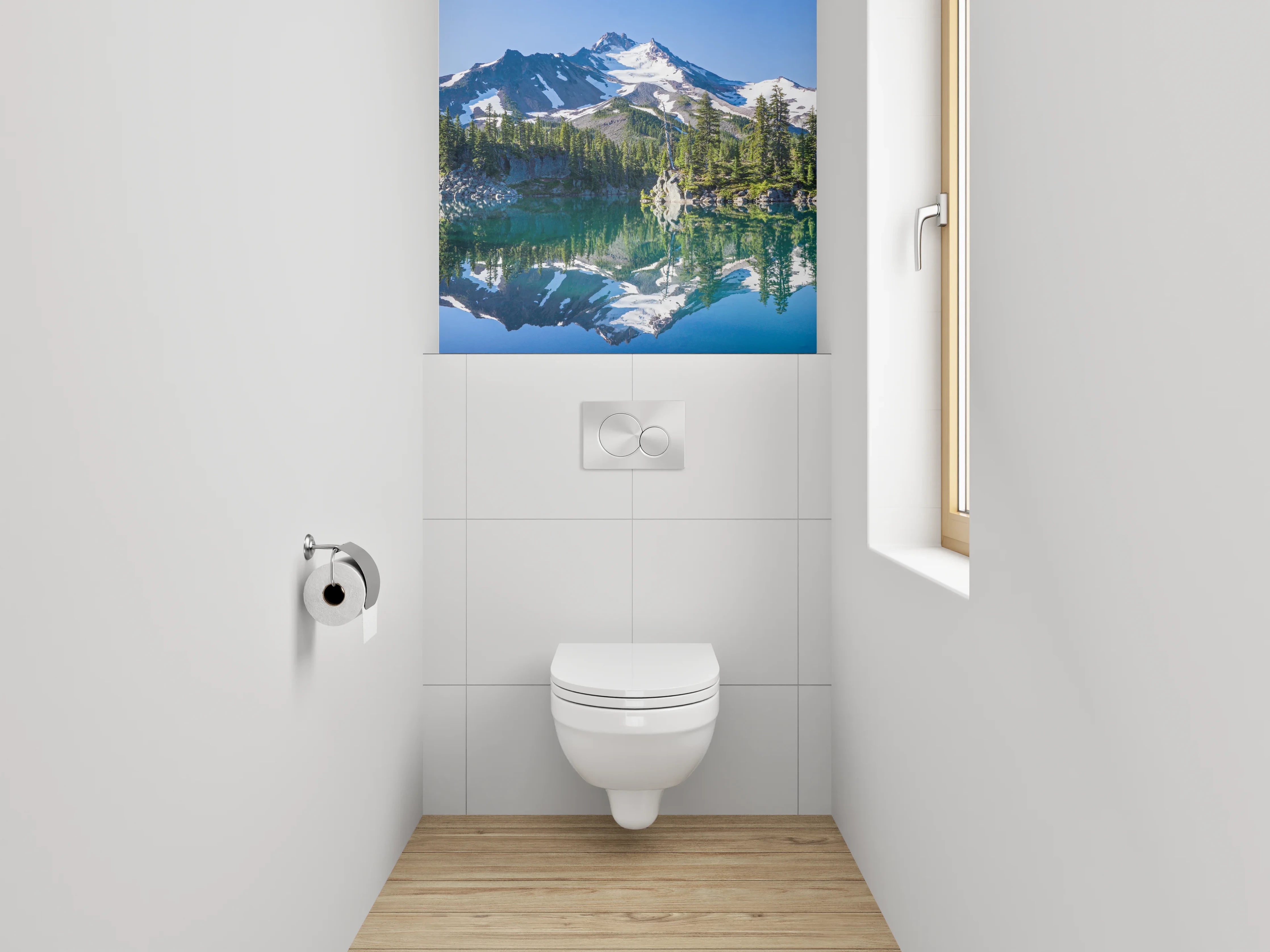 WC-Rückwand - Panorama Bergsee Natur Spiegelung