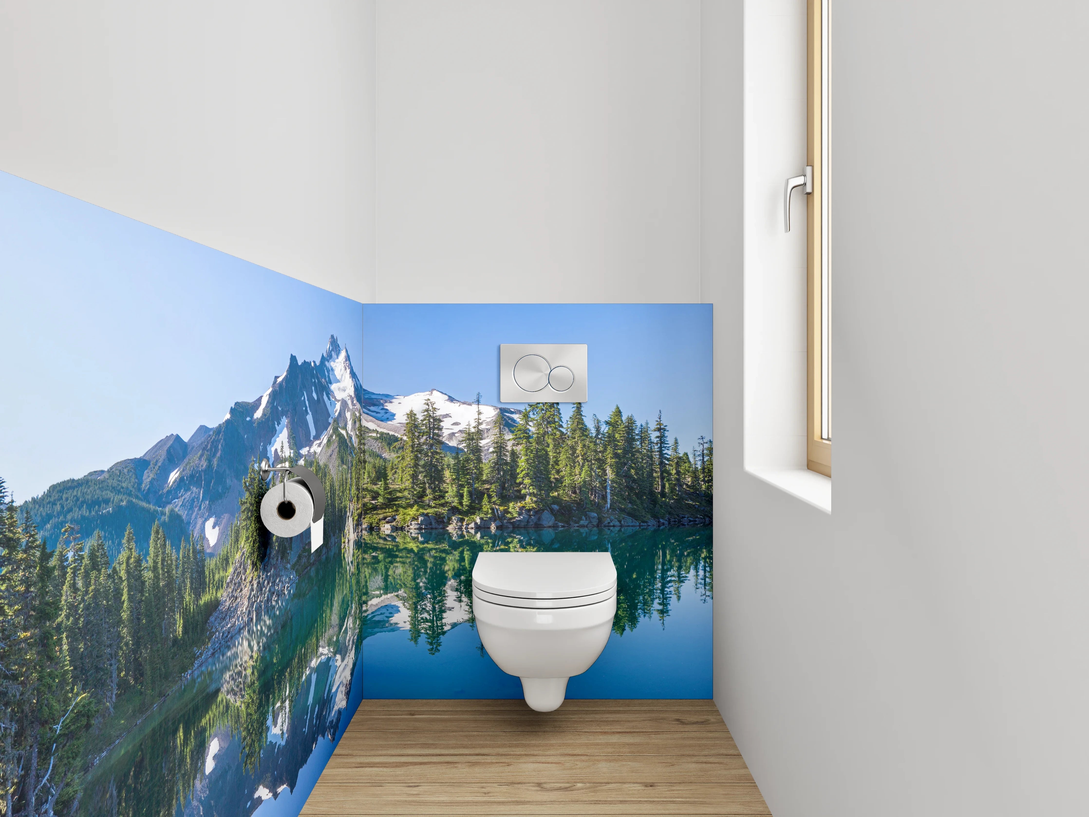 WC-Rückwand - Panorama Bergsee Natur Spiegelung