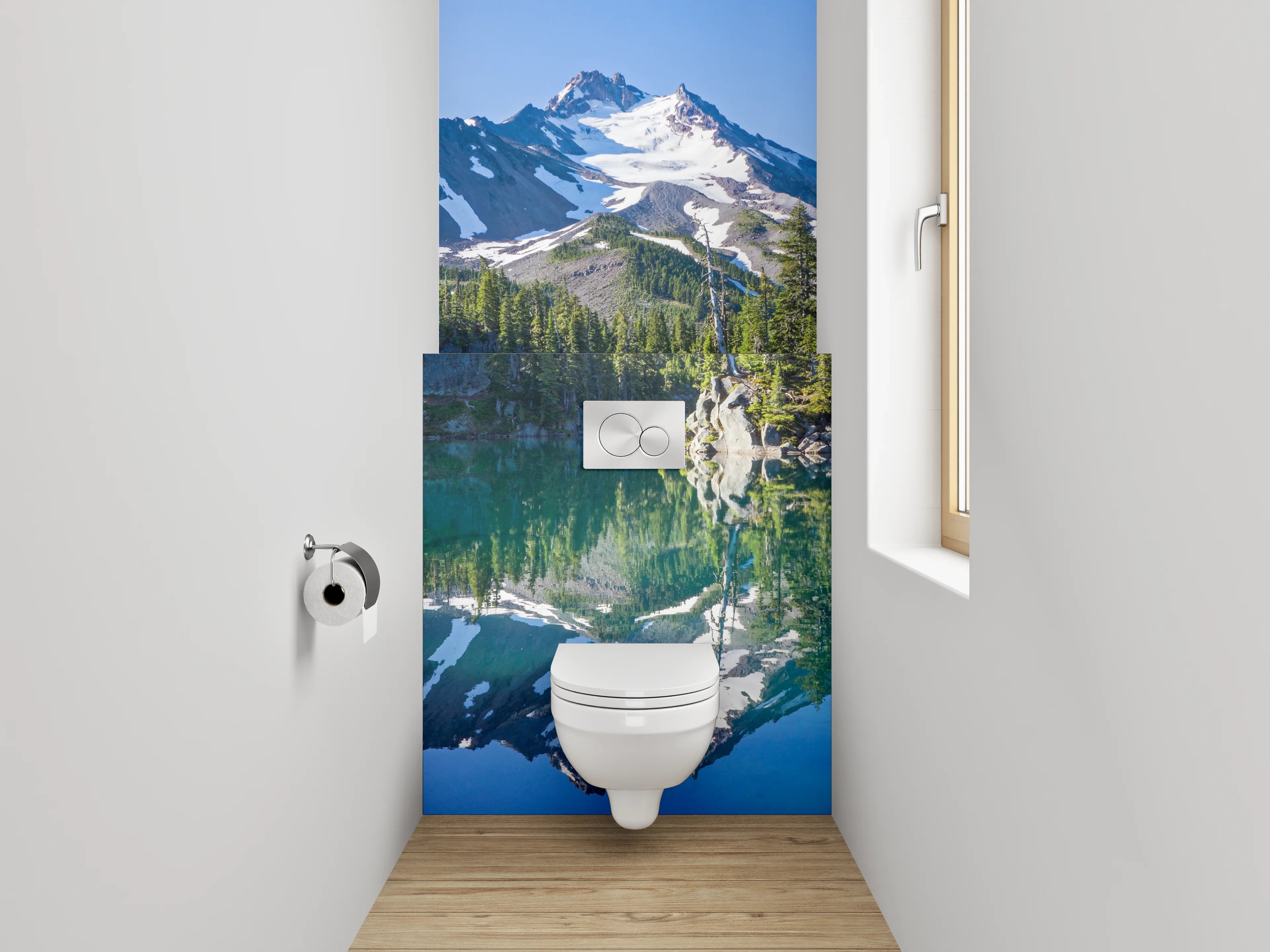 WC-Rückwand - Panorama Bergsee Natur Spiegelung
