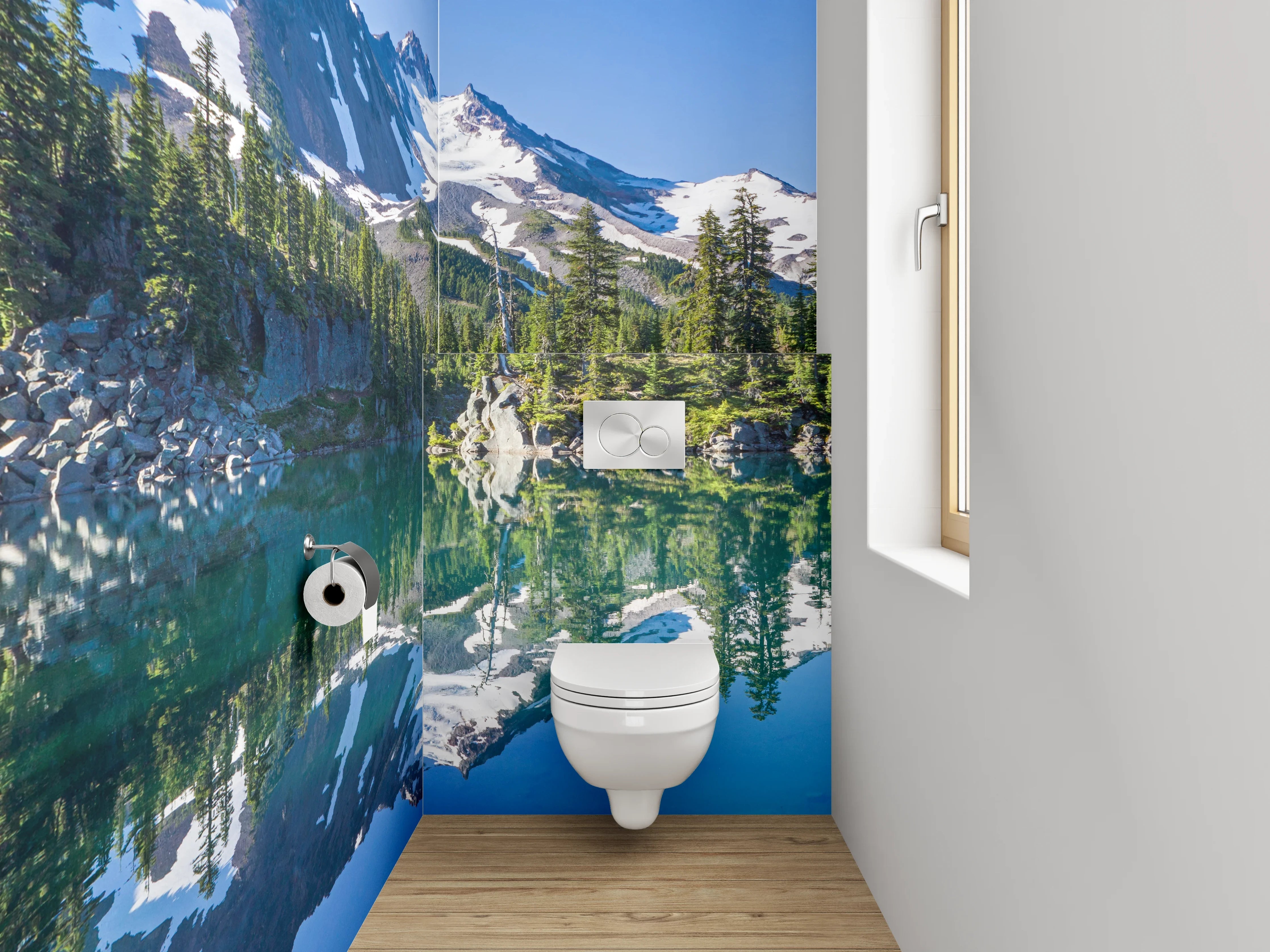 WC-Rückwand - Panorama Bergsee Natur Spiegelung