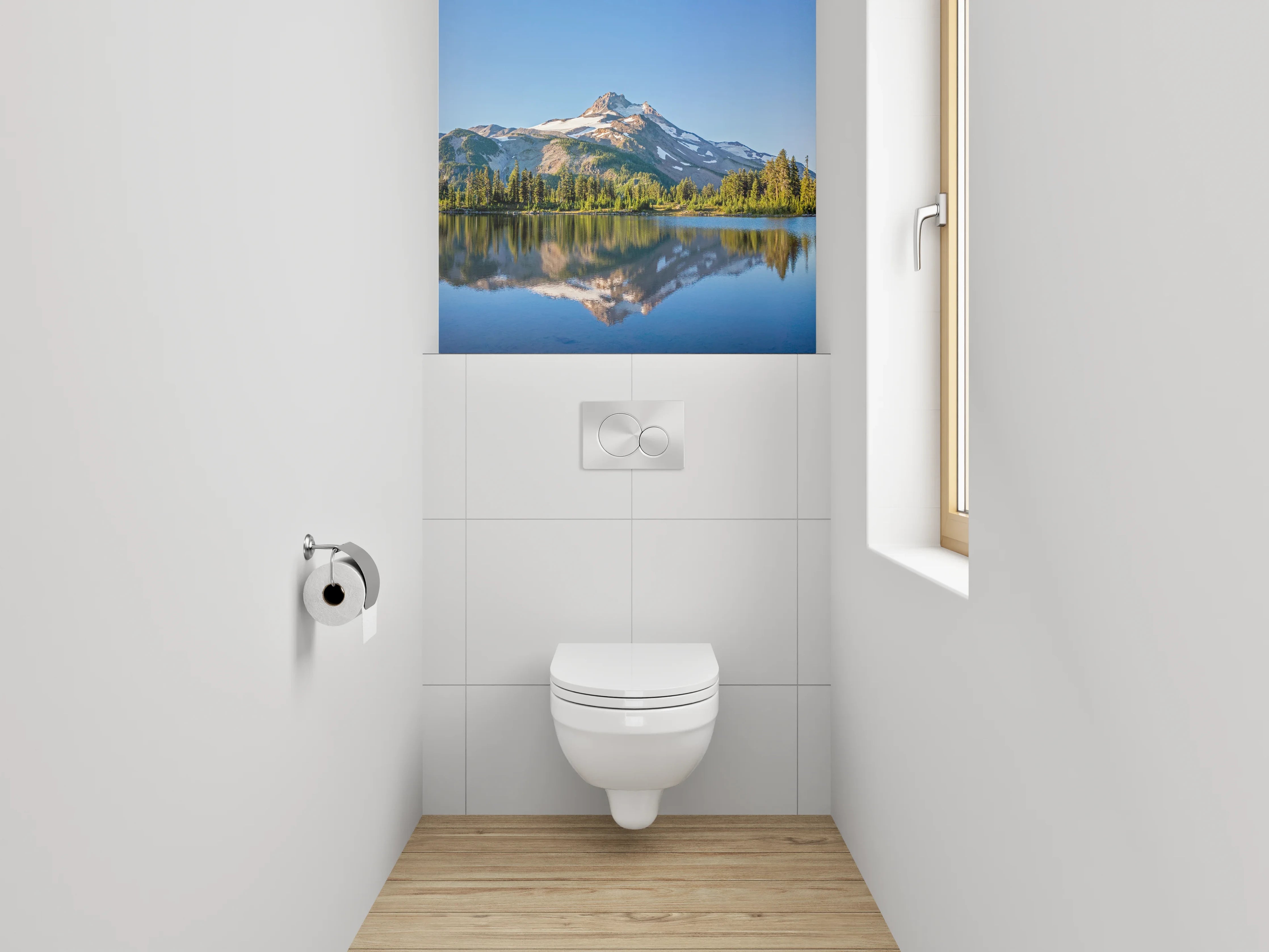 WC-Rückwand - Panorama Bergsee Spiegelung Natur