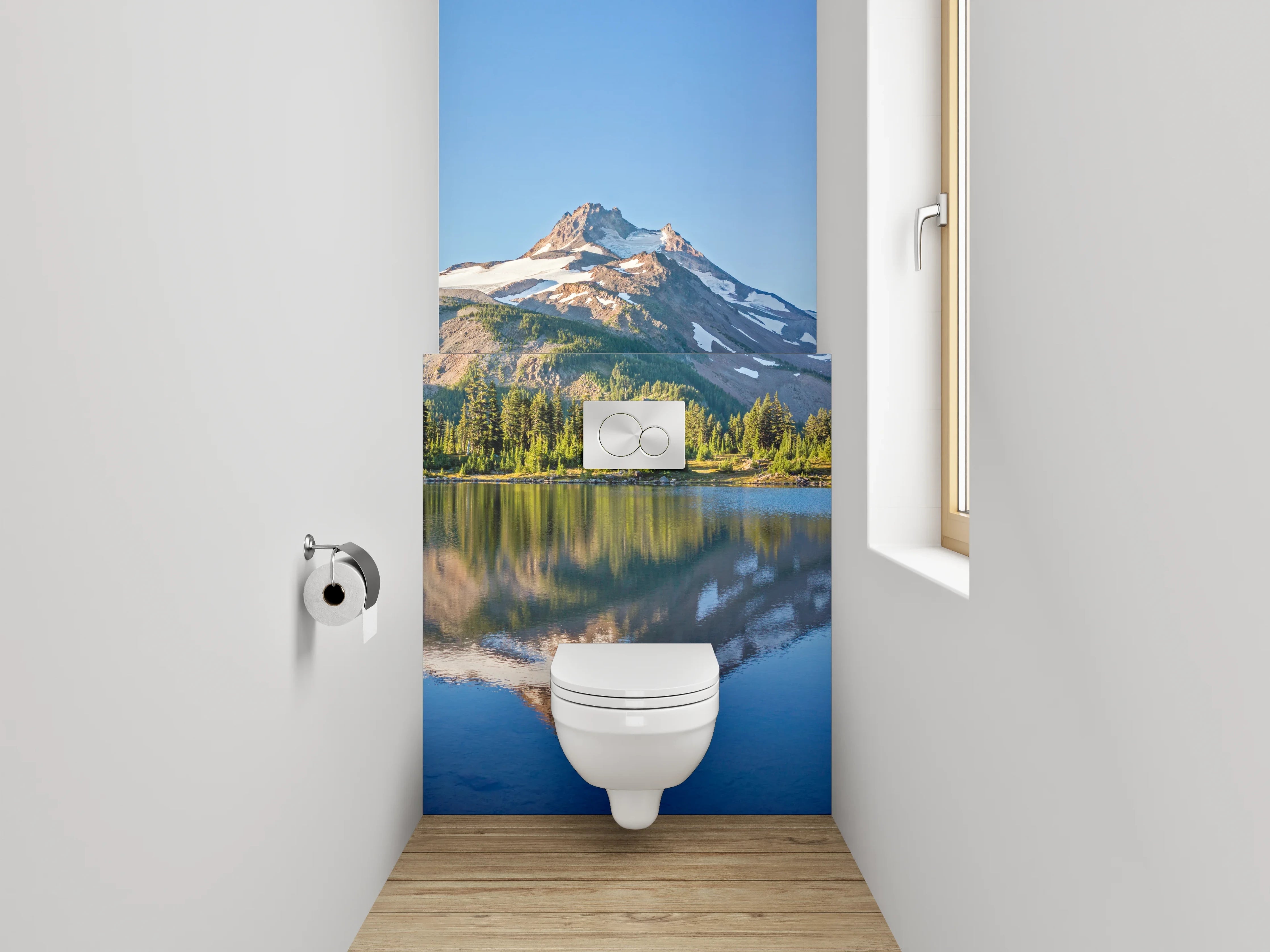 WC-Rückwand - Panorama Bergsee Spiegelung Natur