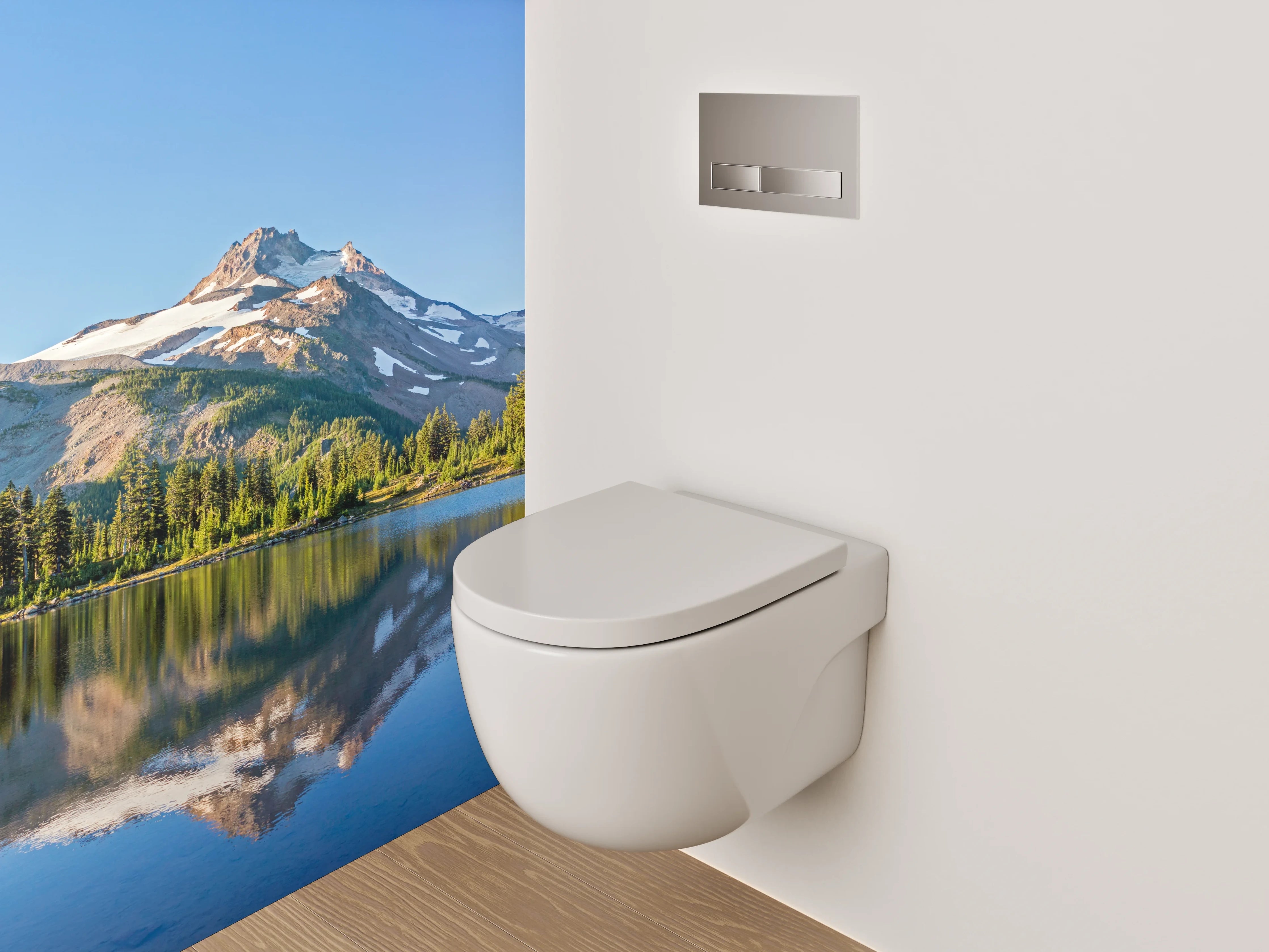 WC-Rückwand - Panorama Bergsee Spiegelung Natur