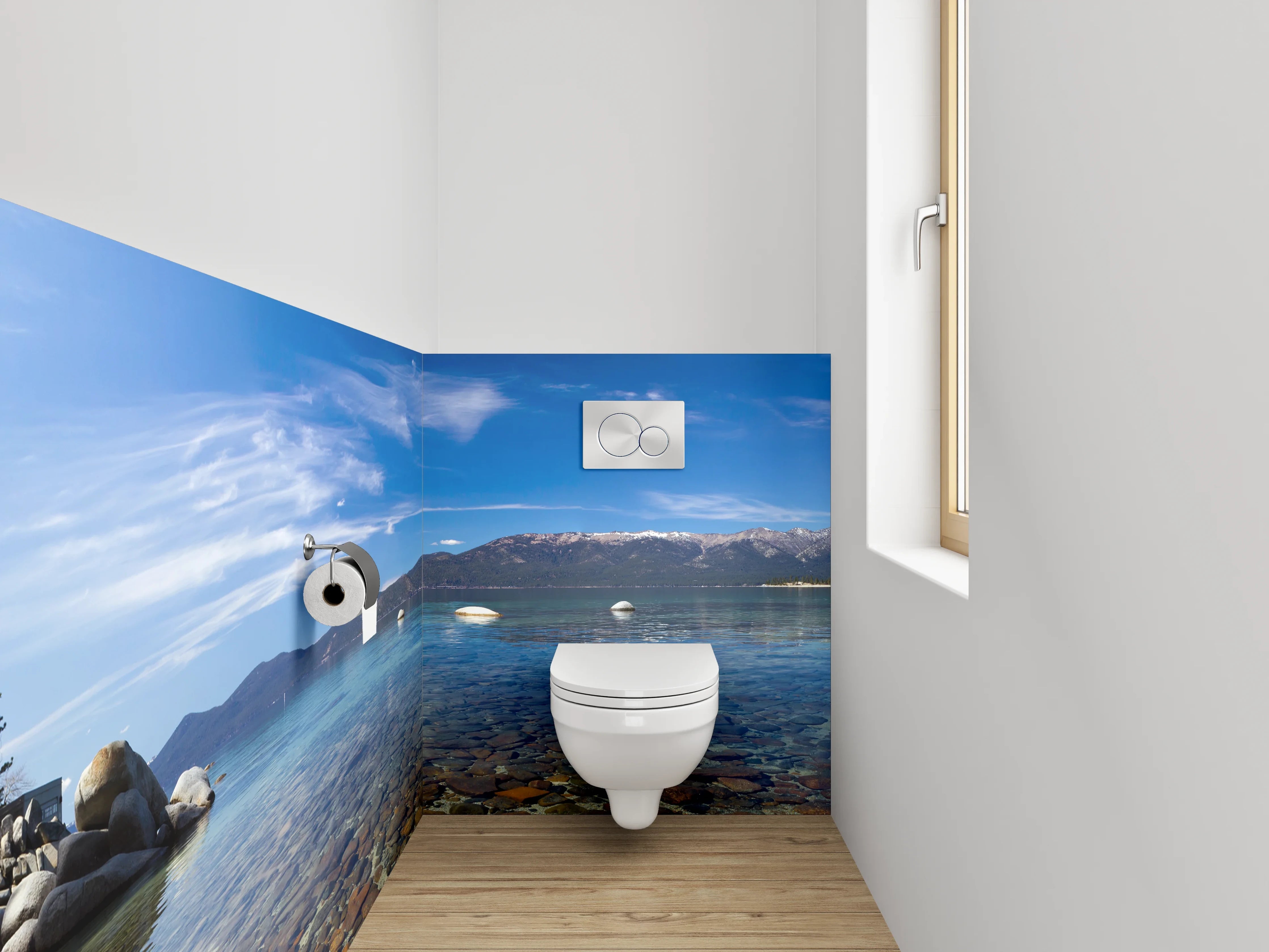 WC-Rückwand - Panorama Bergsee mit klarem Wasser