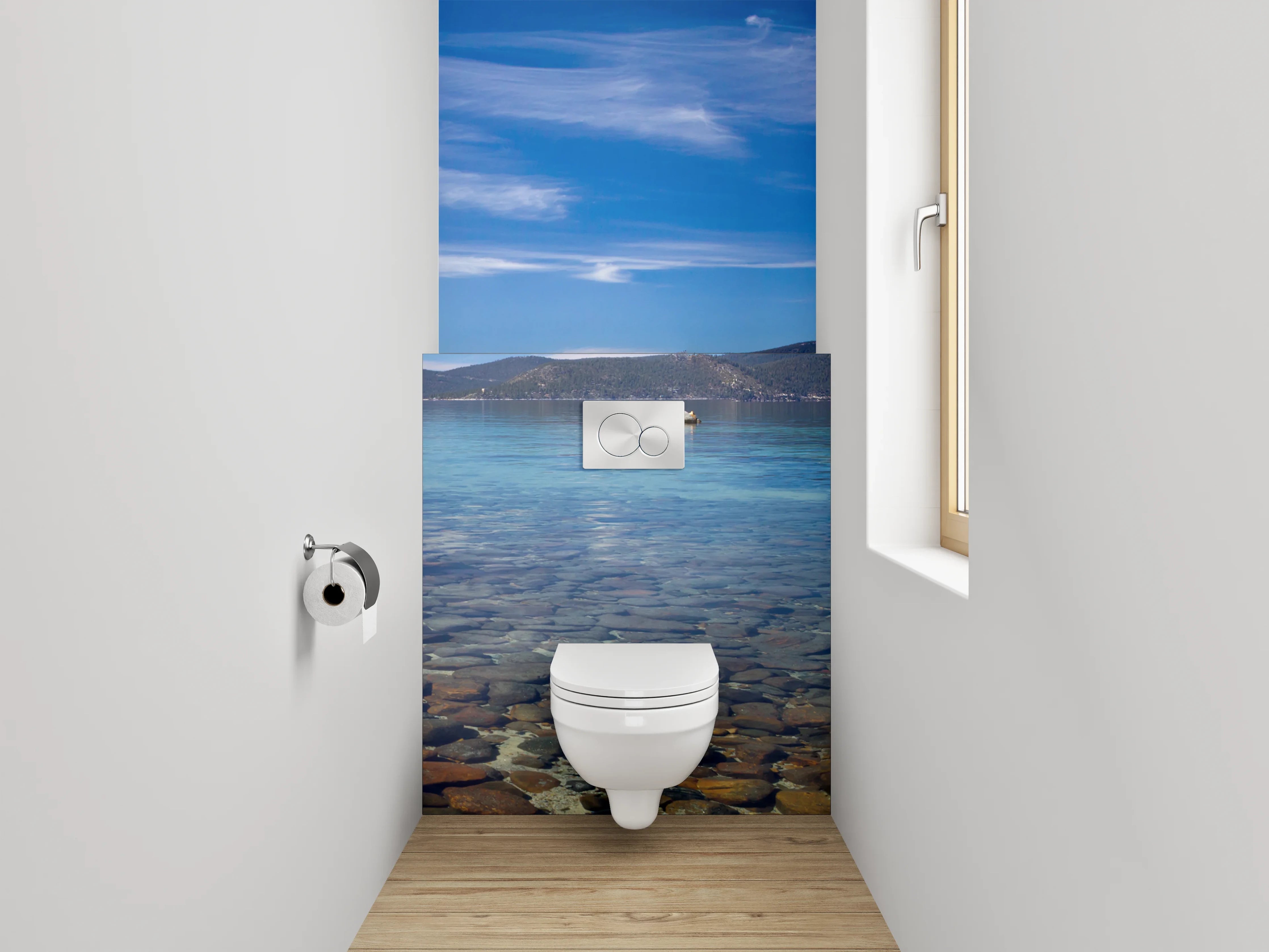 WC-Rückwand - Panorama Bergsee mit klarem Wasser