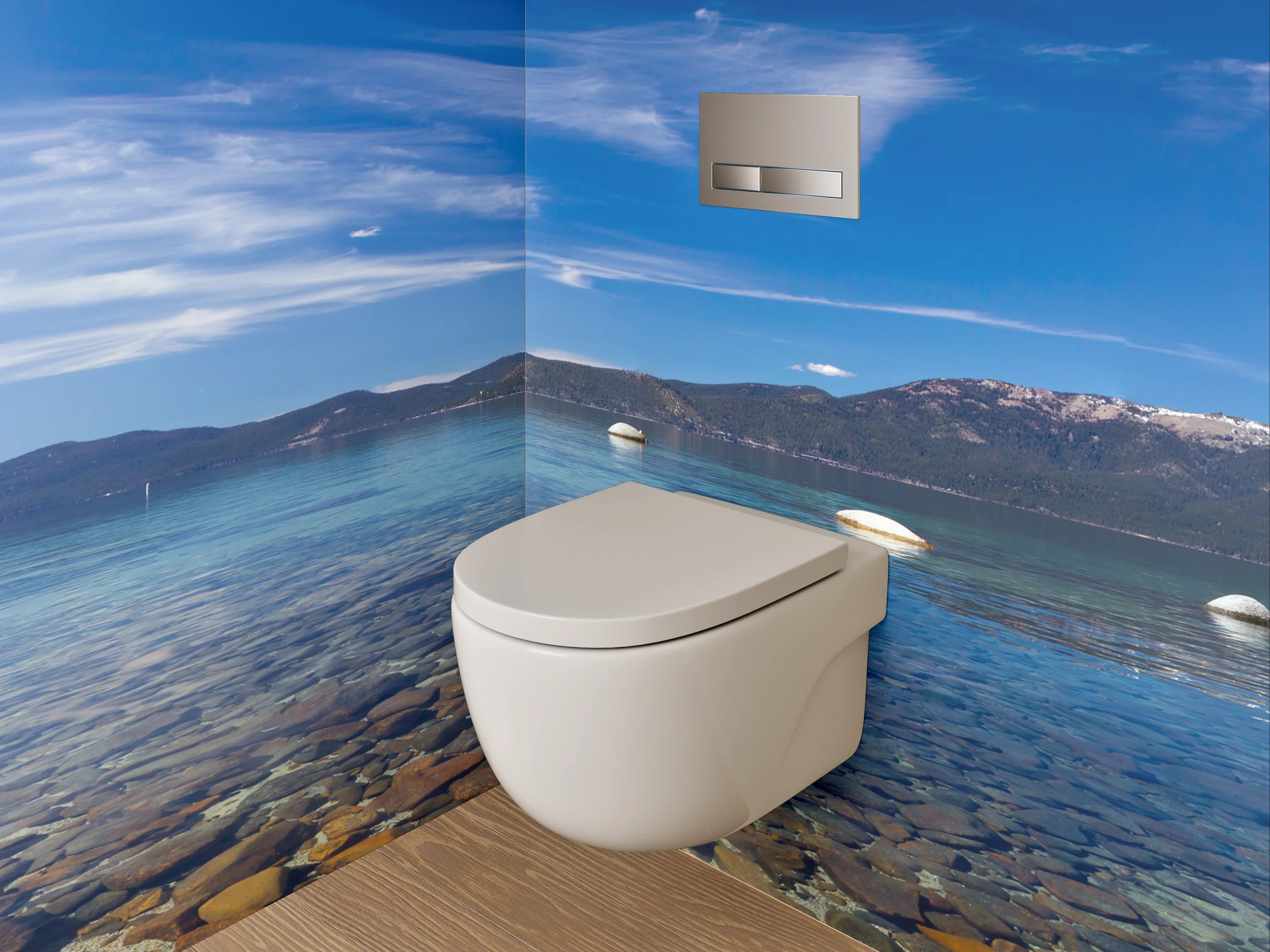 WC-Rückwand - Panorama Bergsee mit klarem Wasser