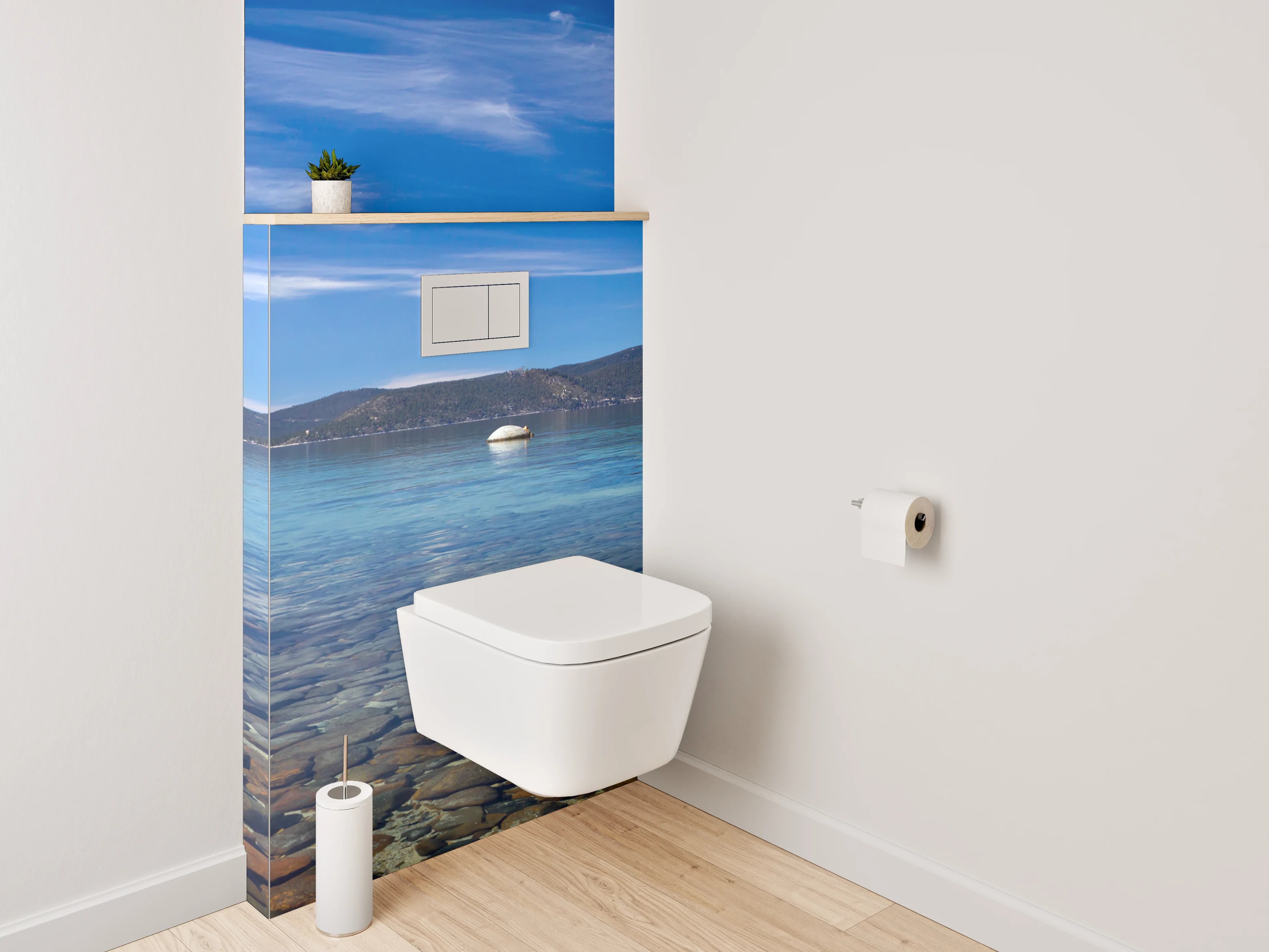 WC-Rückwand - Panorama Bergsee mit klarem Wasser