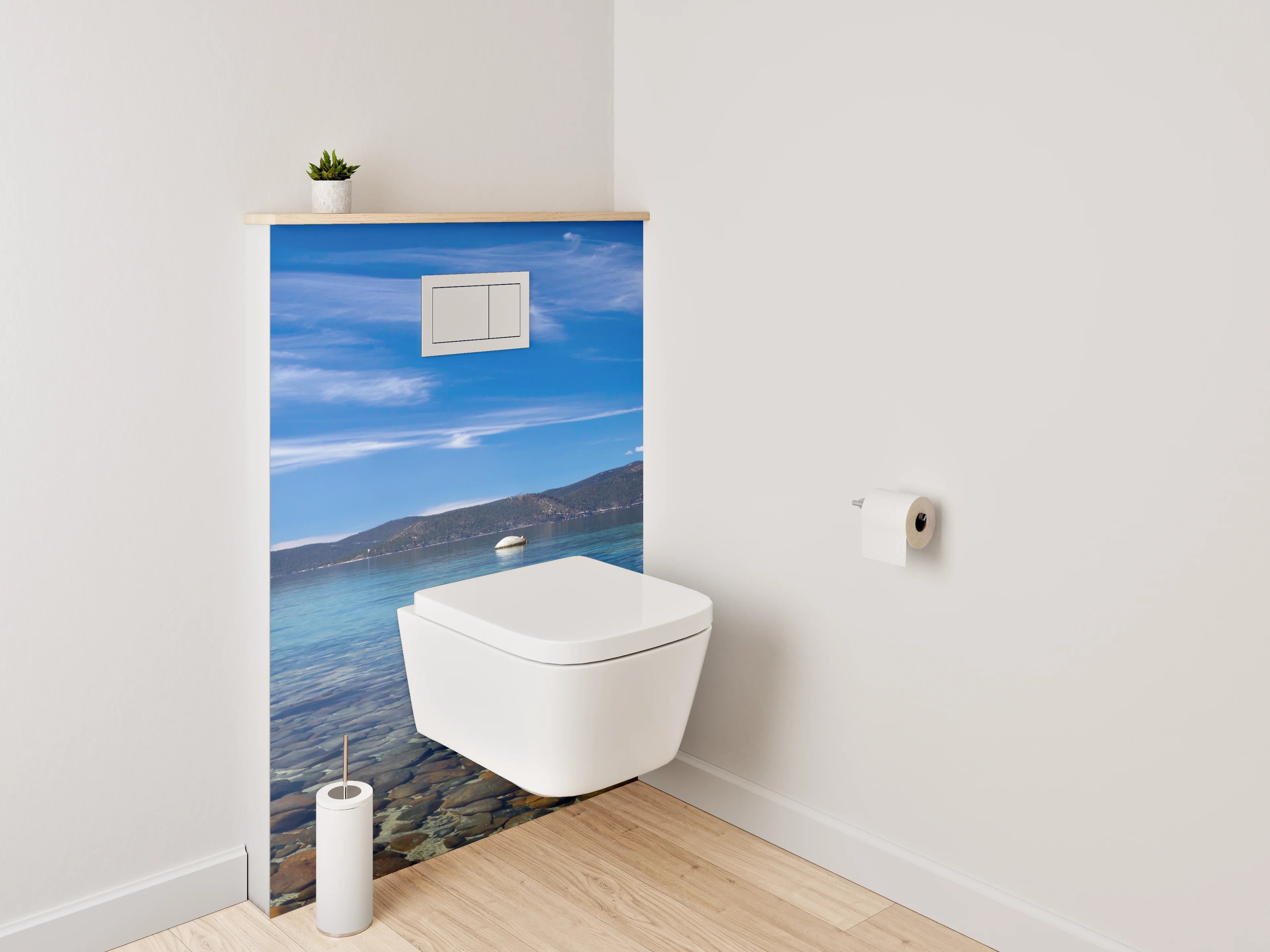WC-Rückwand - Panorama Bergsee mit klarem Wasser