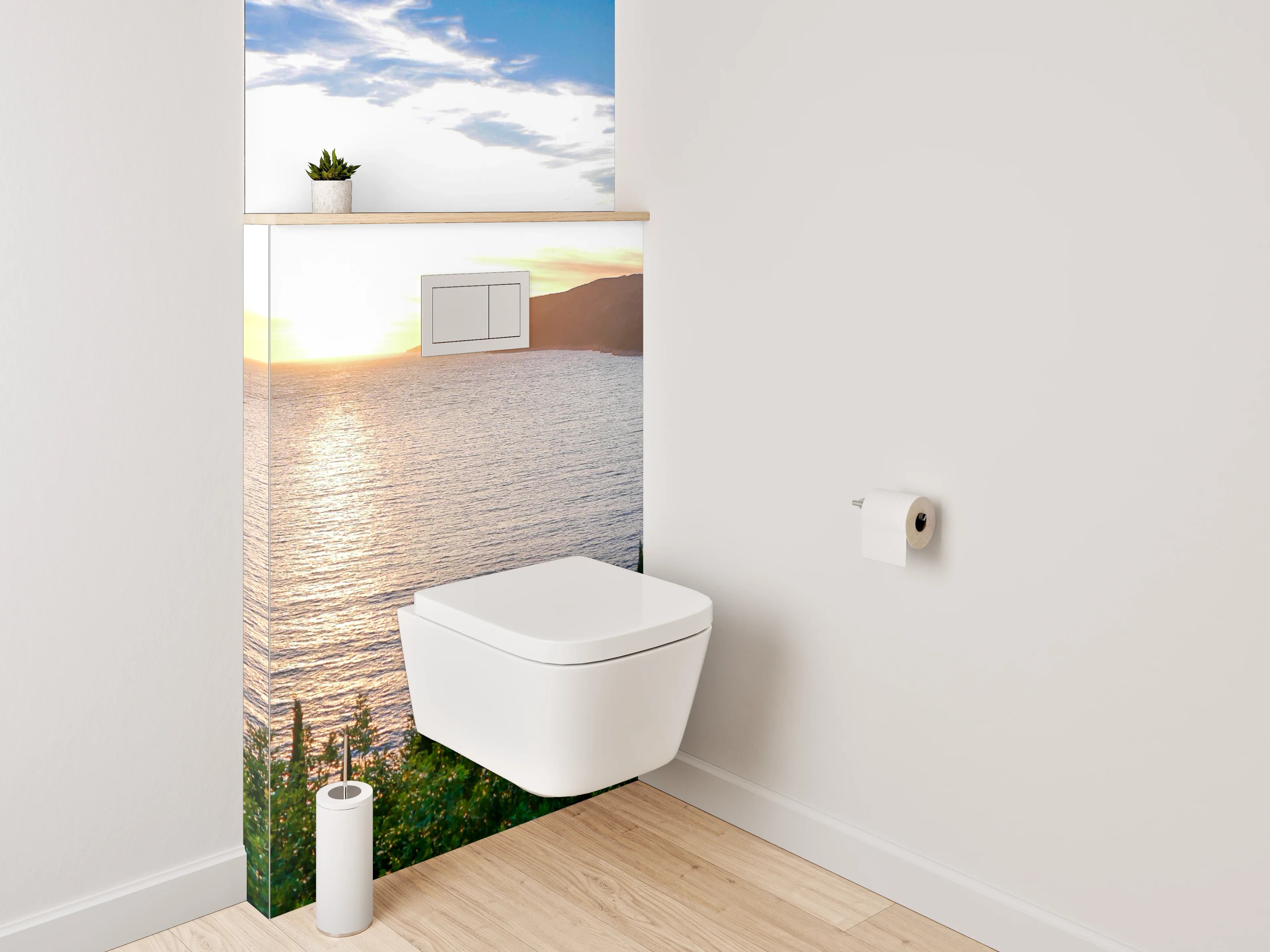 WC-Rückwand - Panorama Bucht Sonnenuntergang Meer
