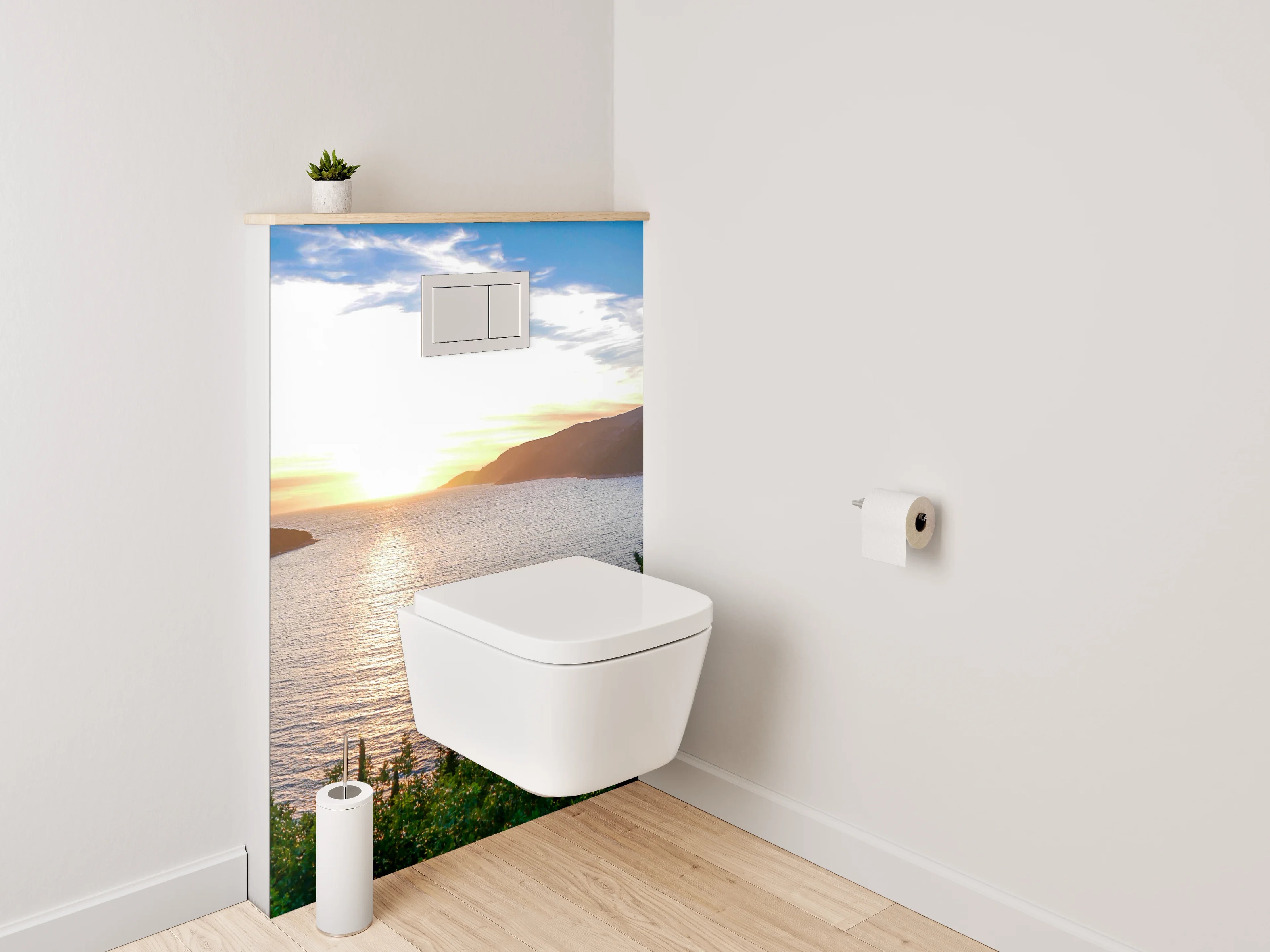 WC-Rückwand - Panorama Bucht Sonnenuntergang Meer
