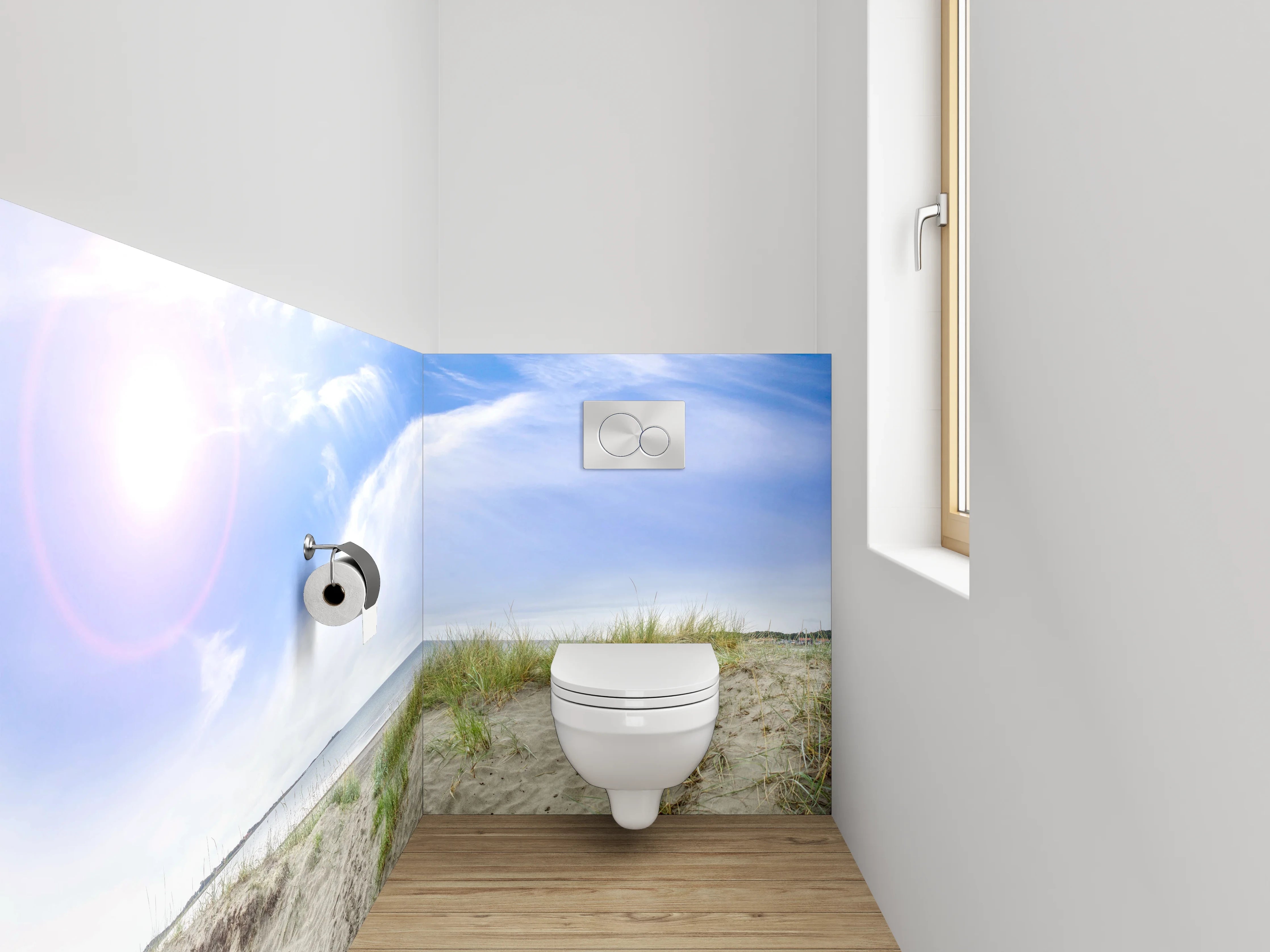 WC-Rückwand - Panorama Dünenlandschaft mit blauem Himmel
