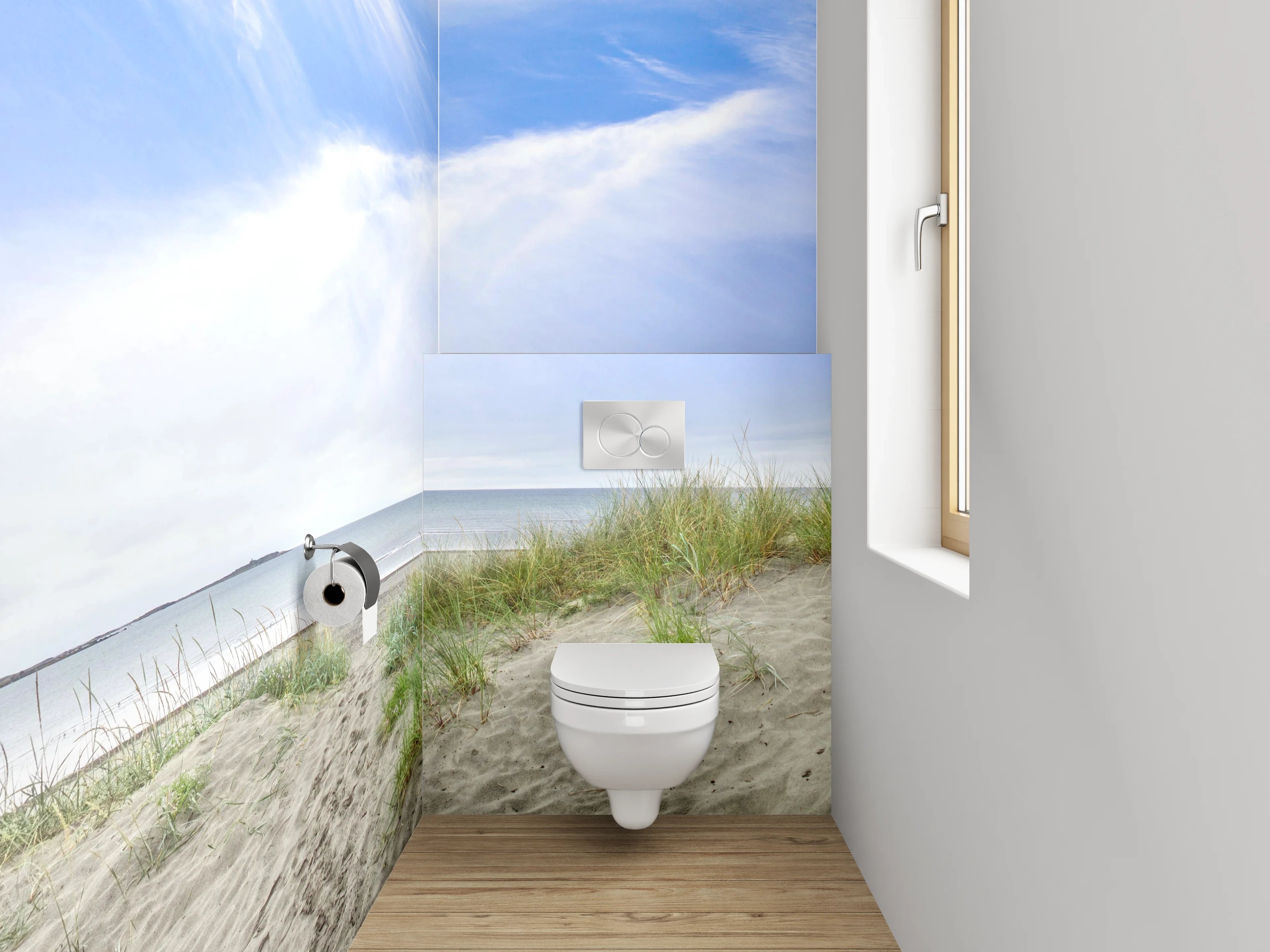 WC-Rückwand - Panorama Dünenlandschaft mit blauem Himmel