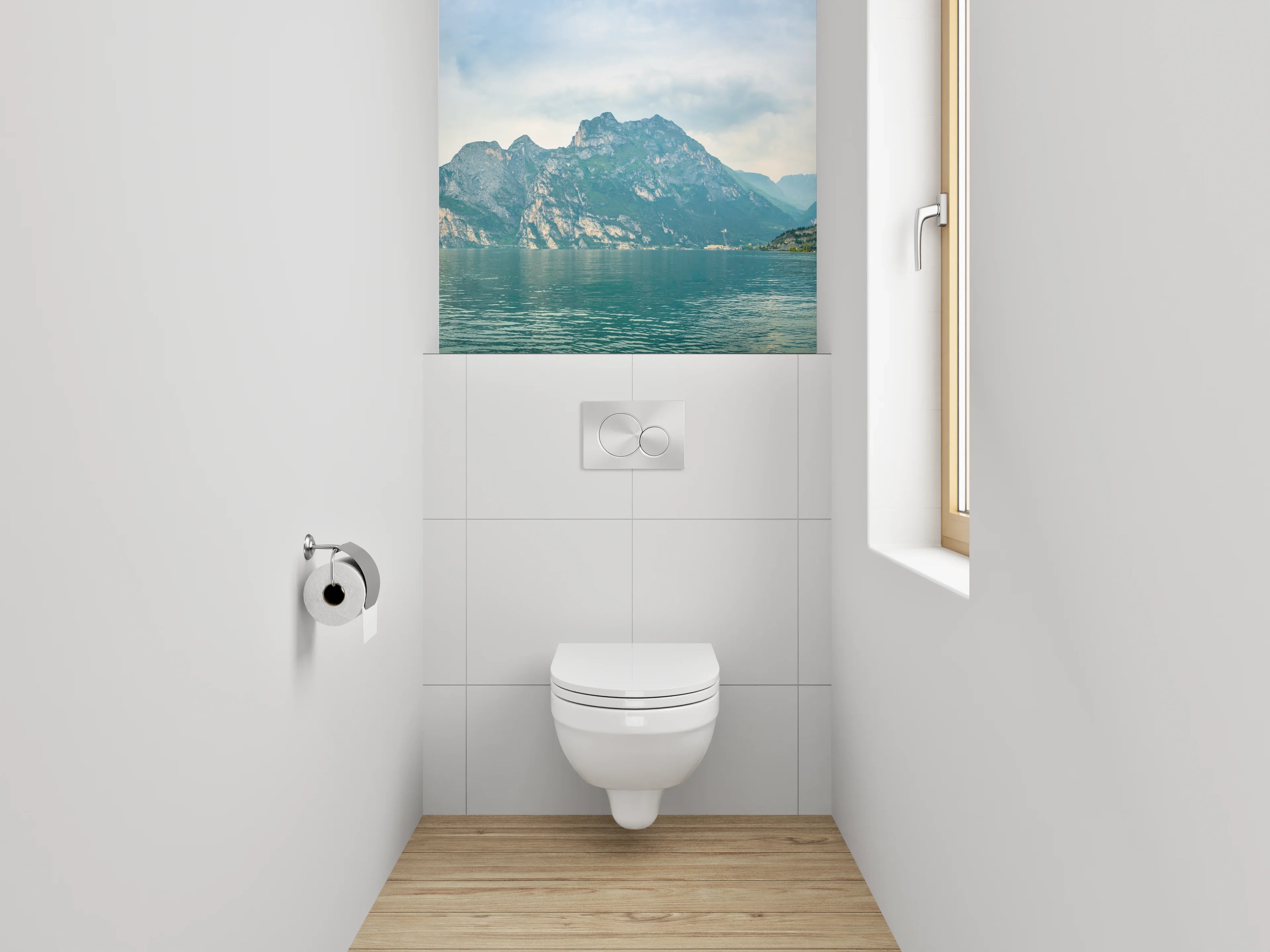 WC-Rückwand - Panorama Gardasee Berge Wolken