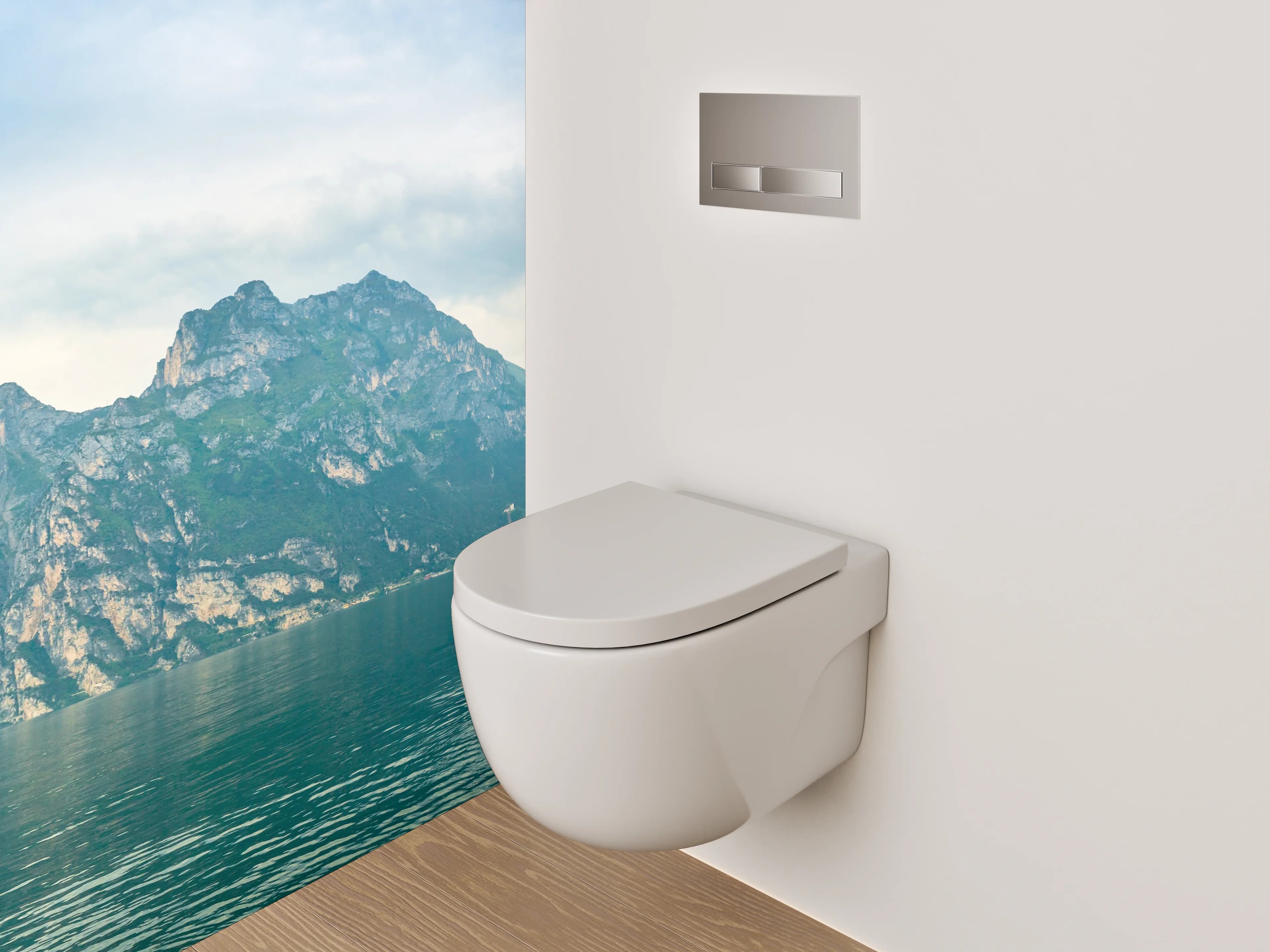 WC-Rückwand - Panorama Gardasee Berge Wolken