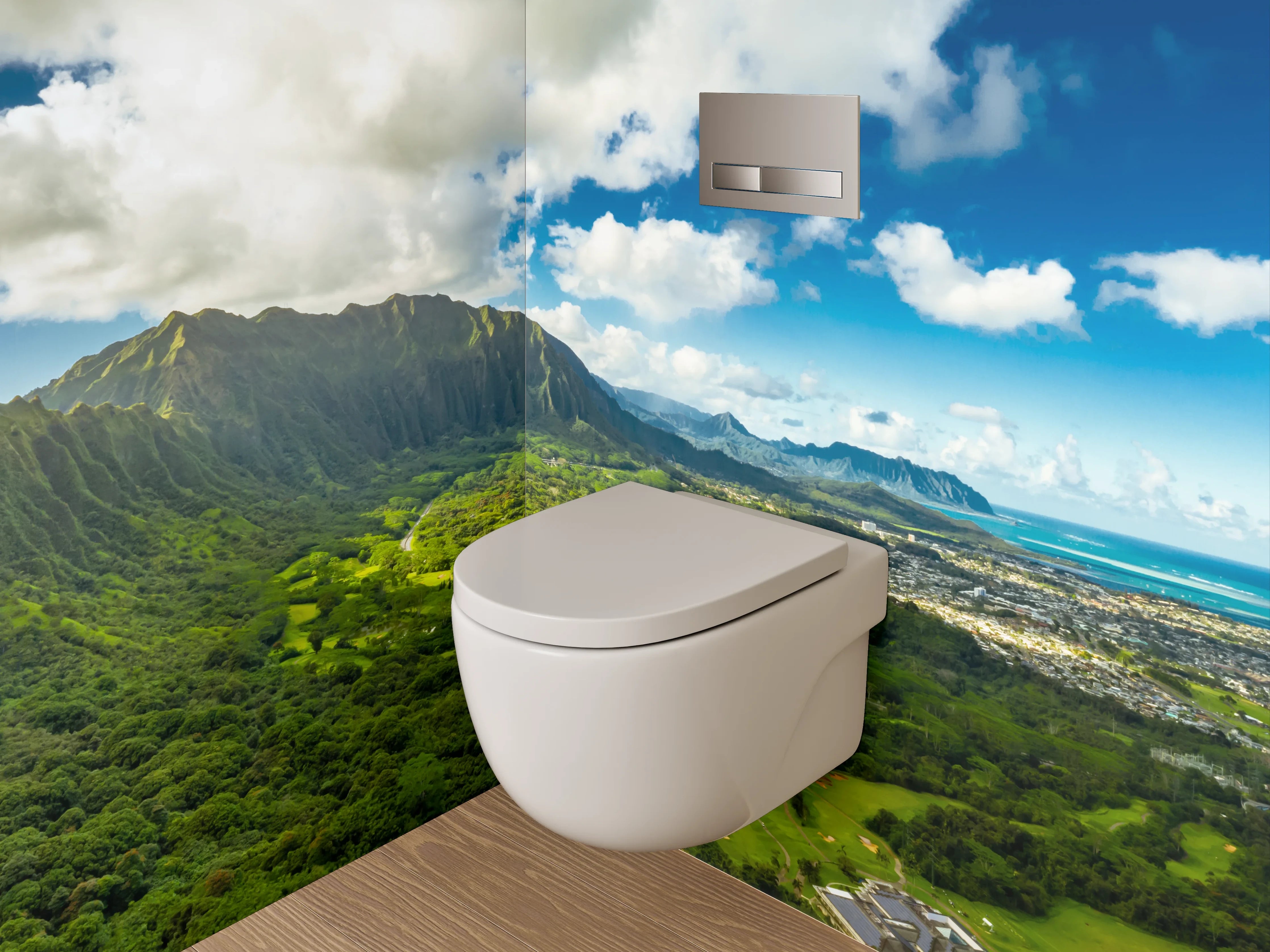 WC-Rückwand - Panorama Hawaii Berge und Meer
