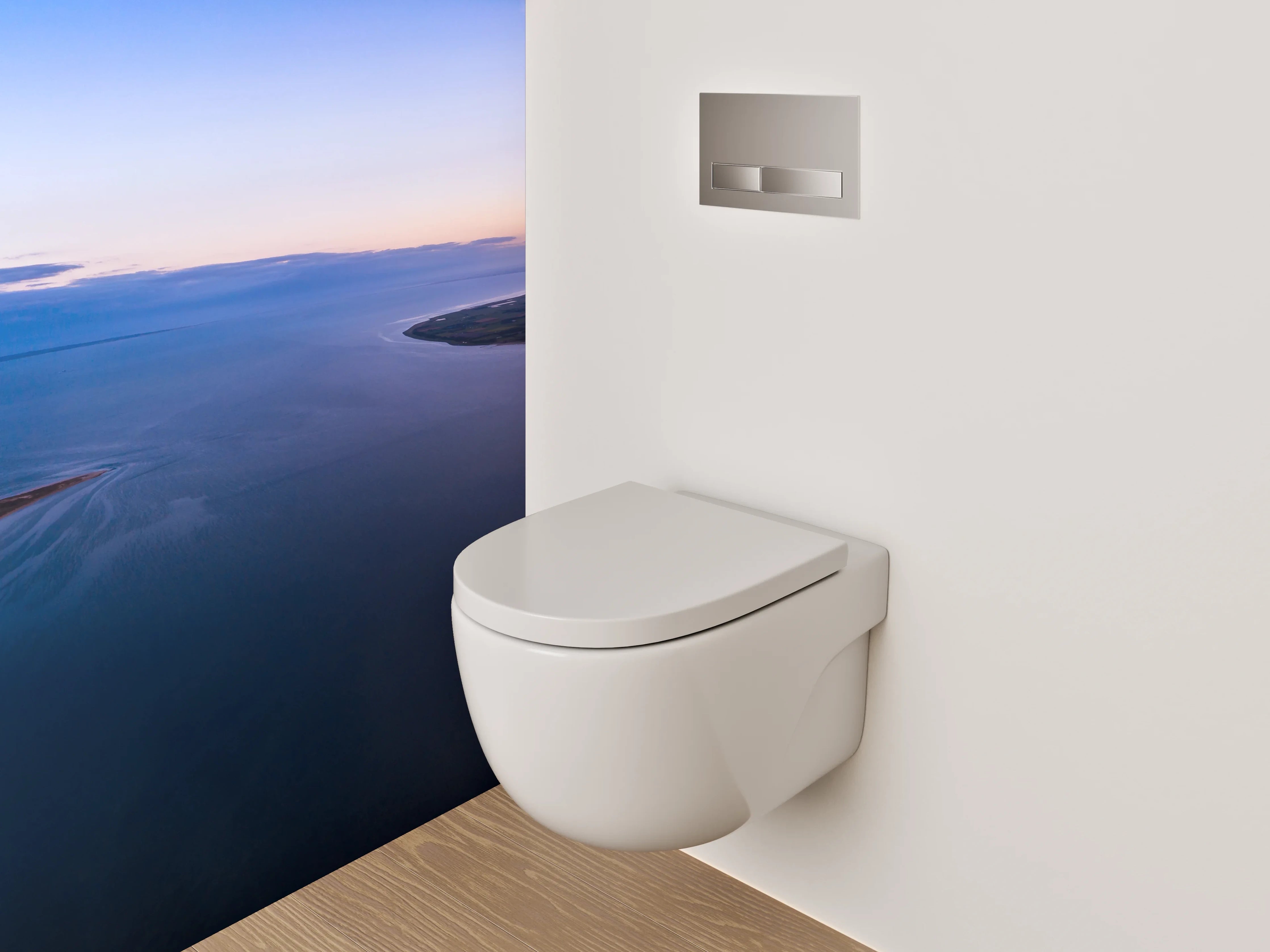 WC-Rückwand - Panorama Insel und Meer bei Sonnenuntergang