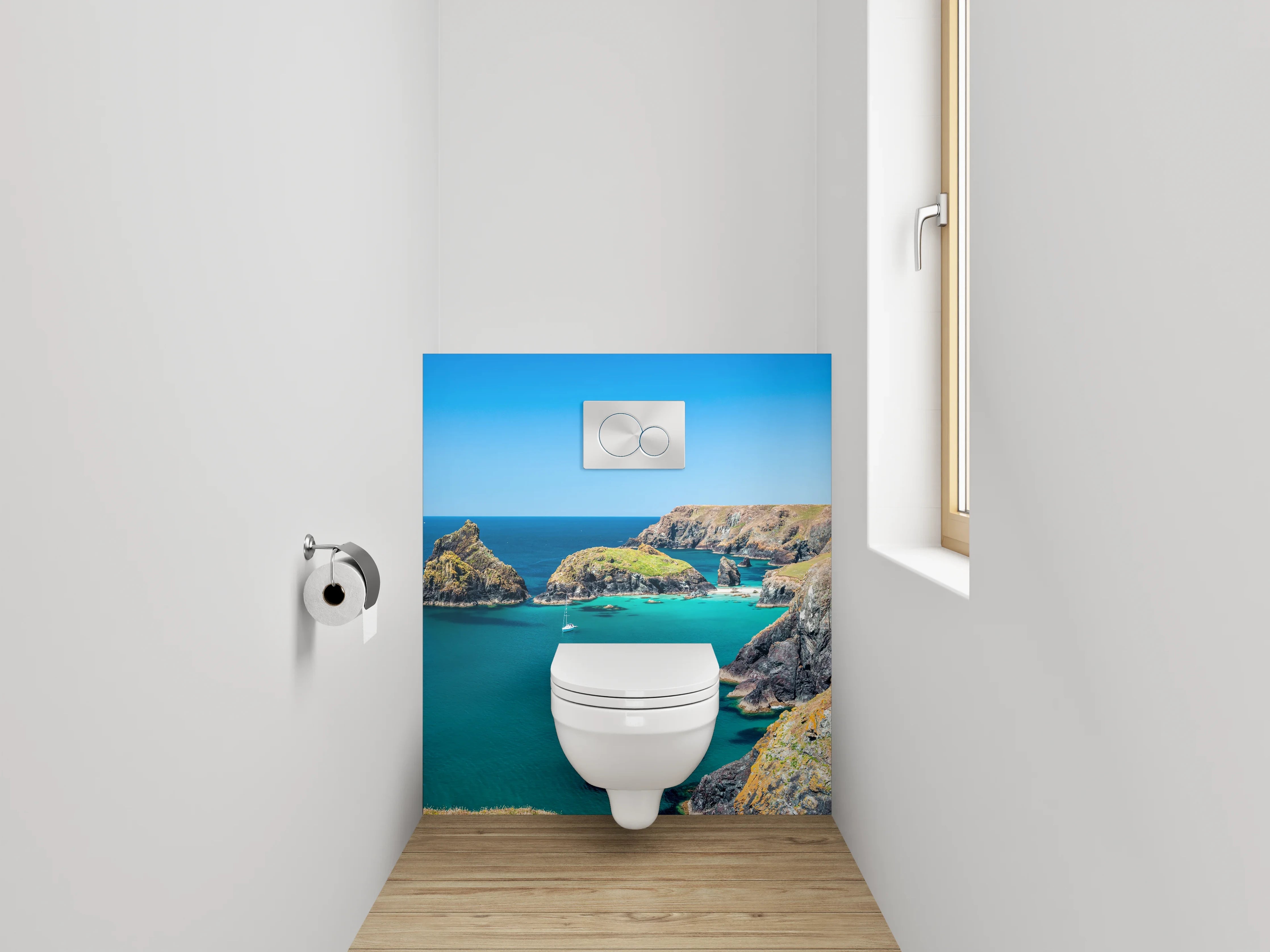 WC-Rückwand - Panorama-Küste mit türkisblauem Meer