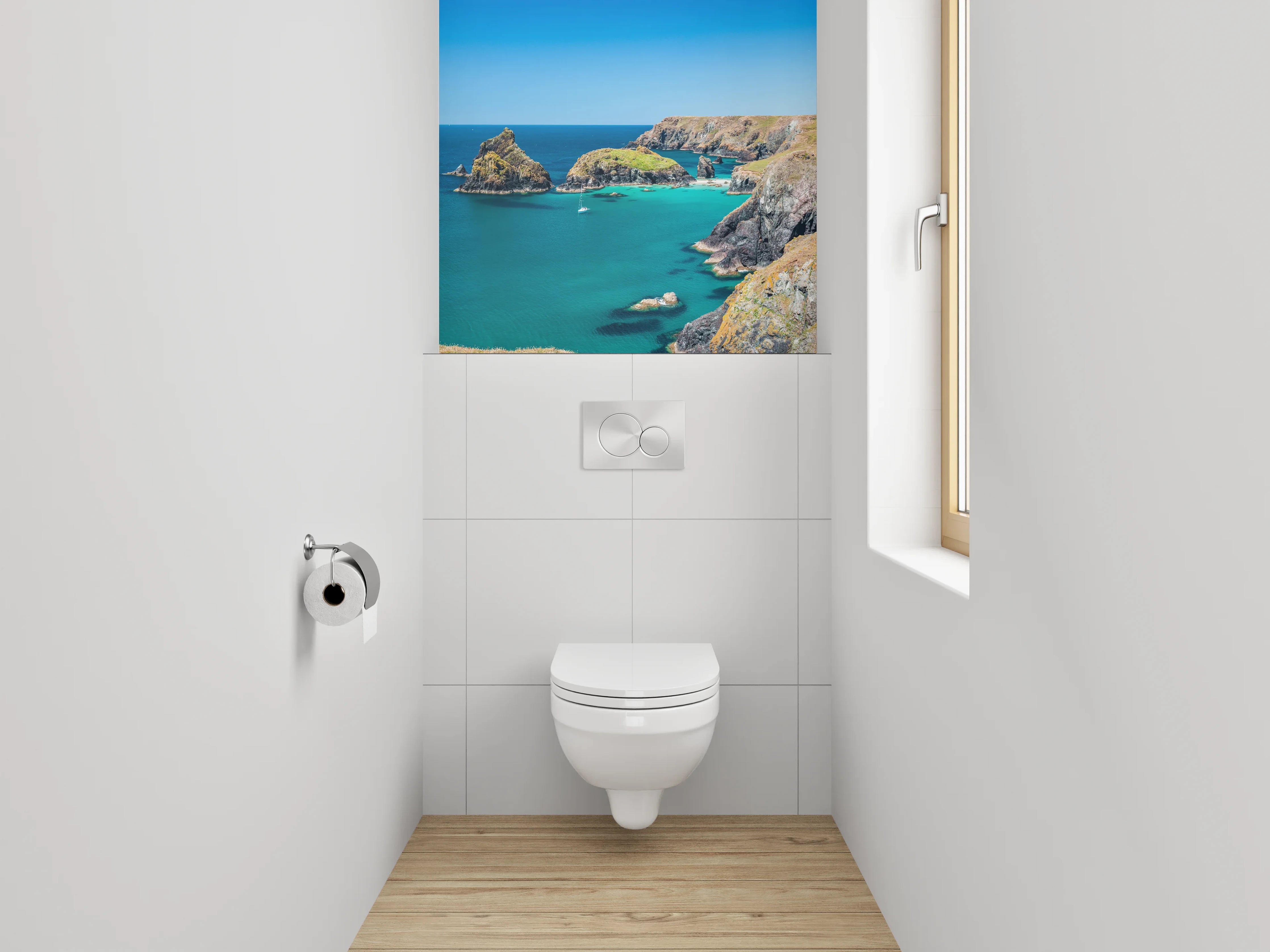 WC-Rückwand - Panorama-Küste mit türkisblauem Meer