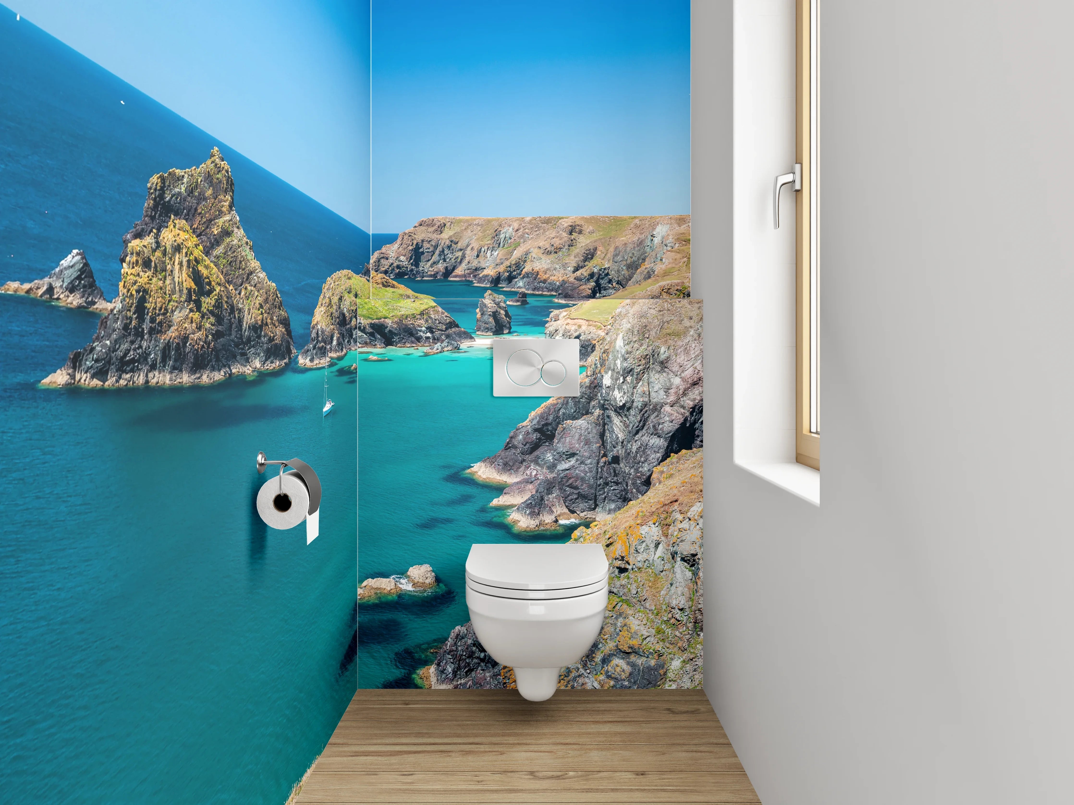 WC-Rückwand - Panorama-Küste mit türkisblauem Meer