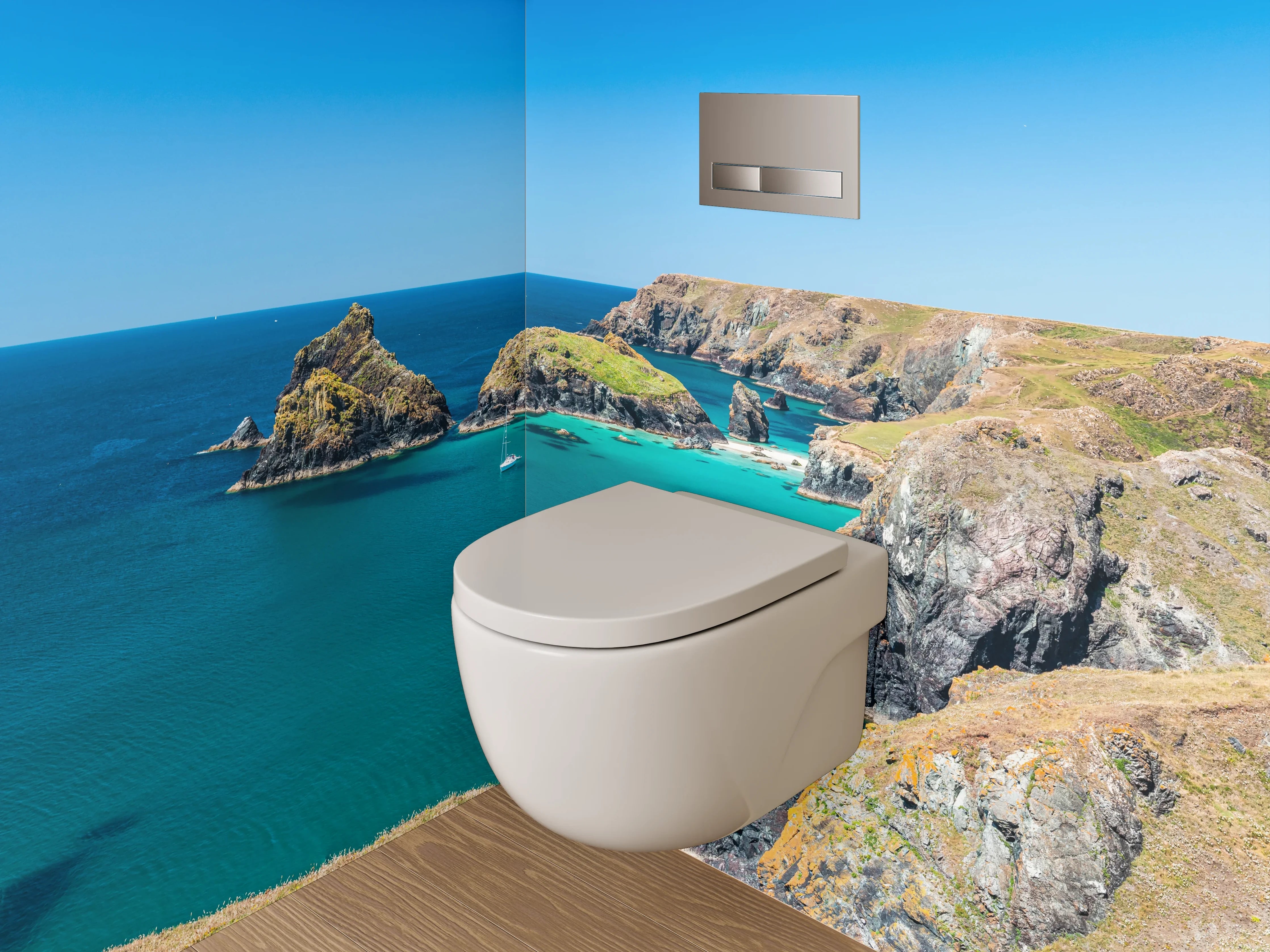 WC-Rückwand - Panorama-Küste mit türkisblauem Meer