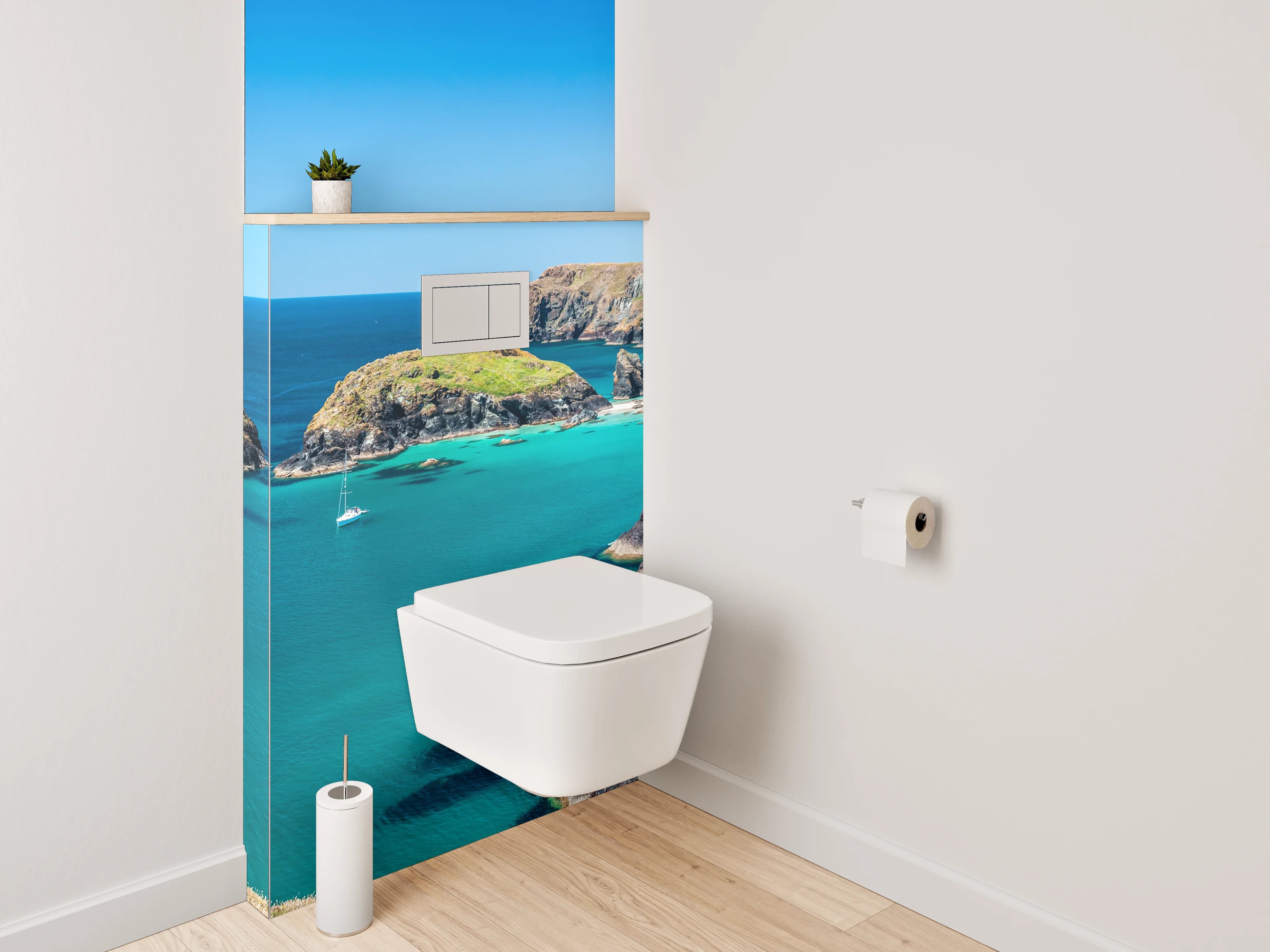 WC-Rückwand - Panorama-Küste mit türkisblauem Meer