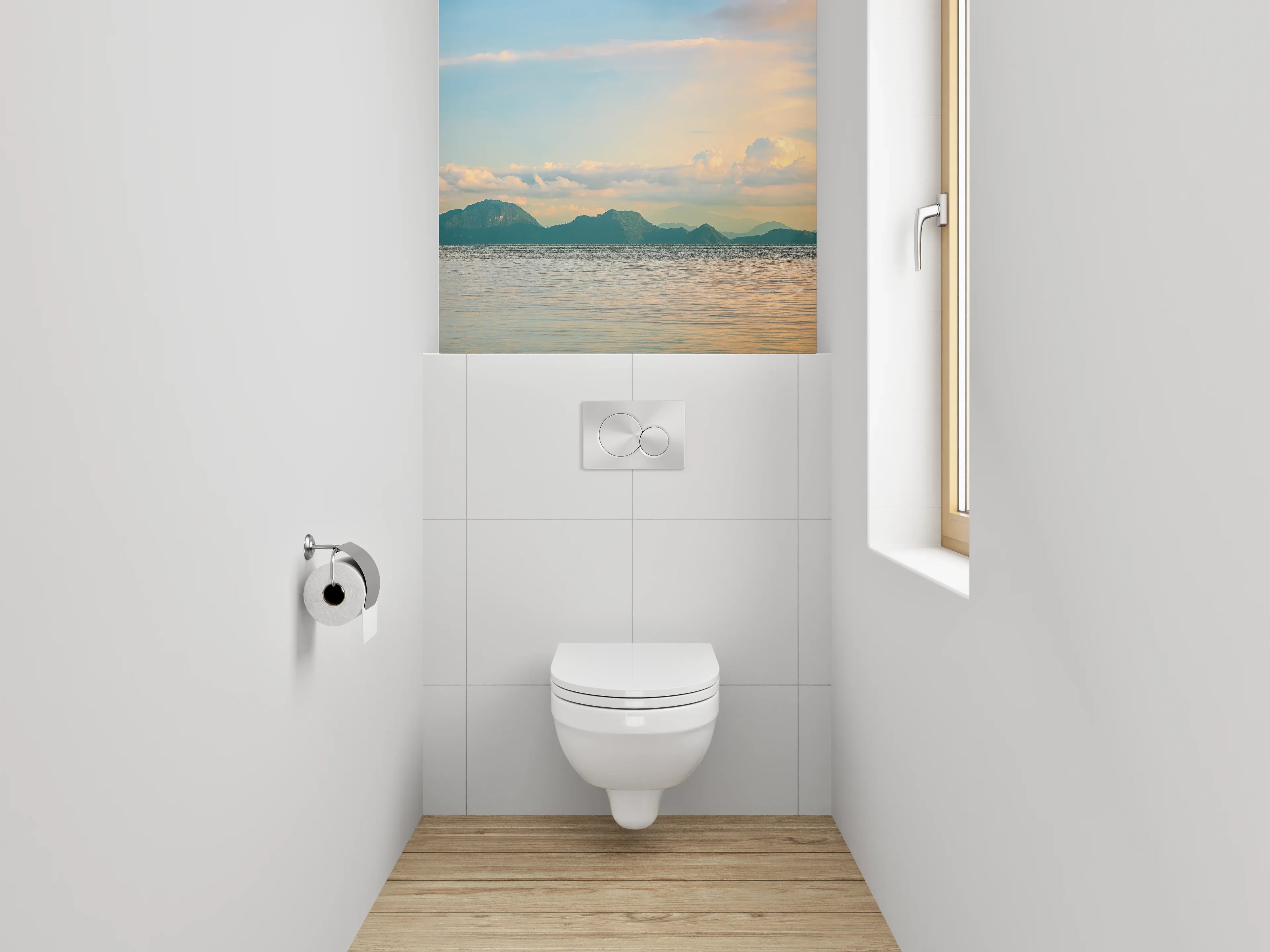 WC-Rückwand - Panorama Küstenlandschaft Sonnenuntergang