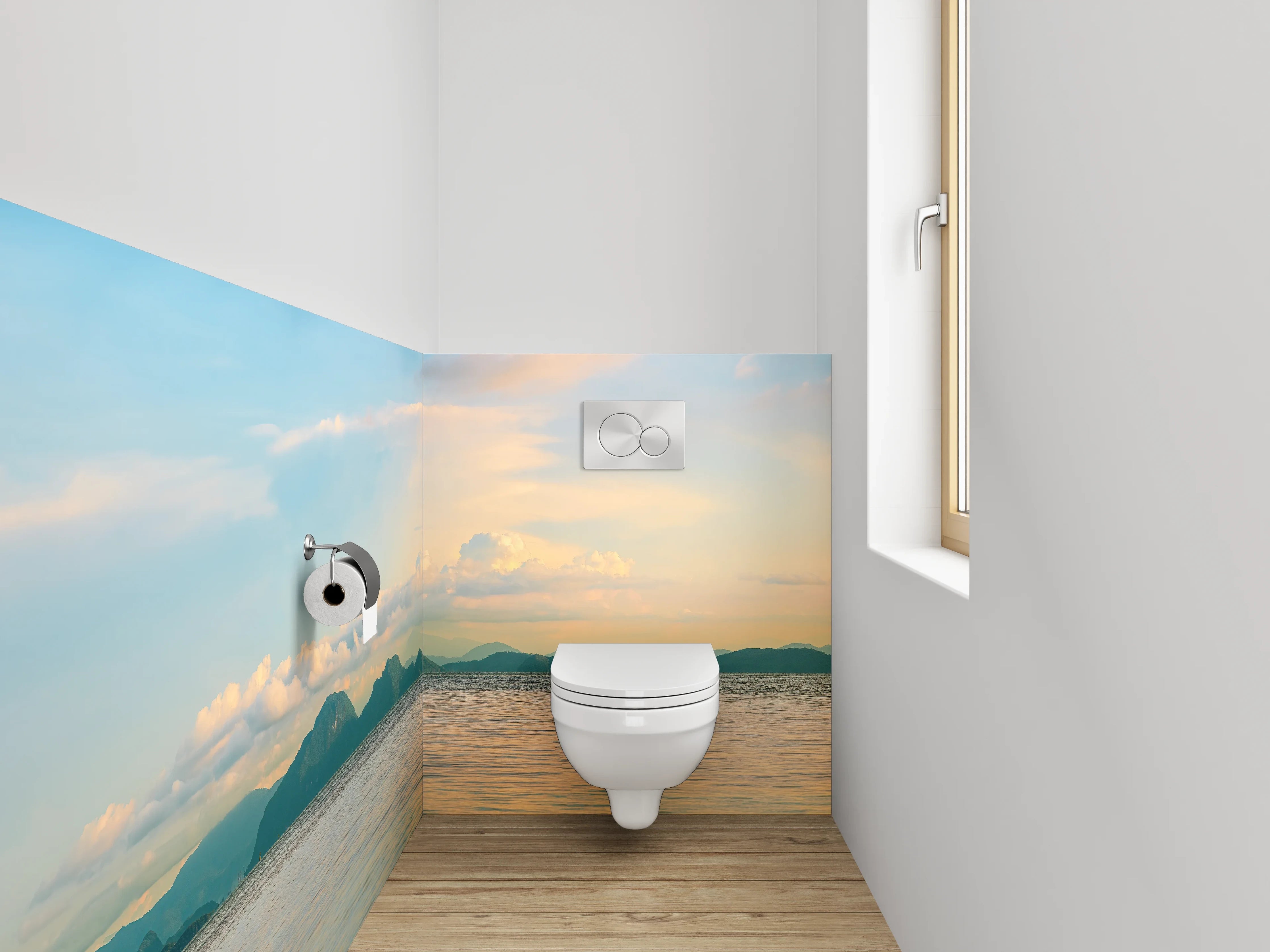 WC-Rückwand - Panorama Küstenlandschaft Sonnenuntergang