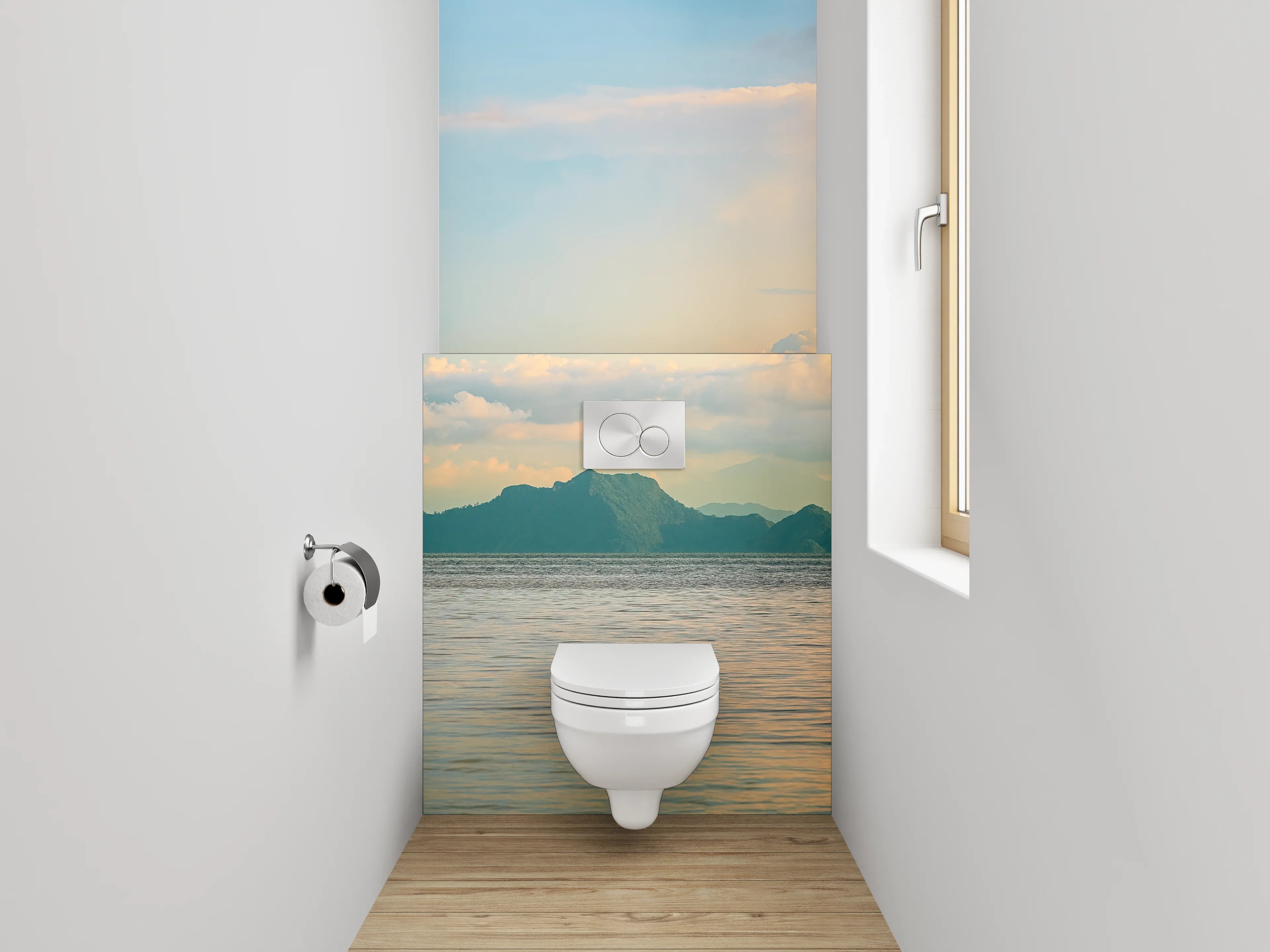 WC-Rückwand - Panorama Küstenlandschaft Sonnenuntergang