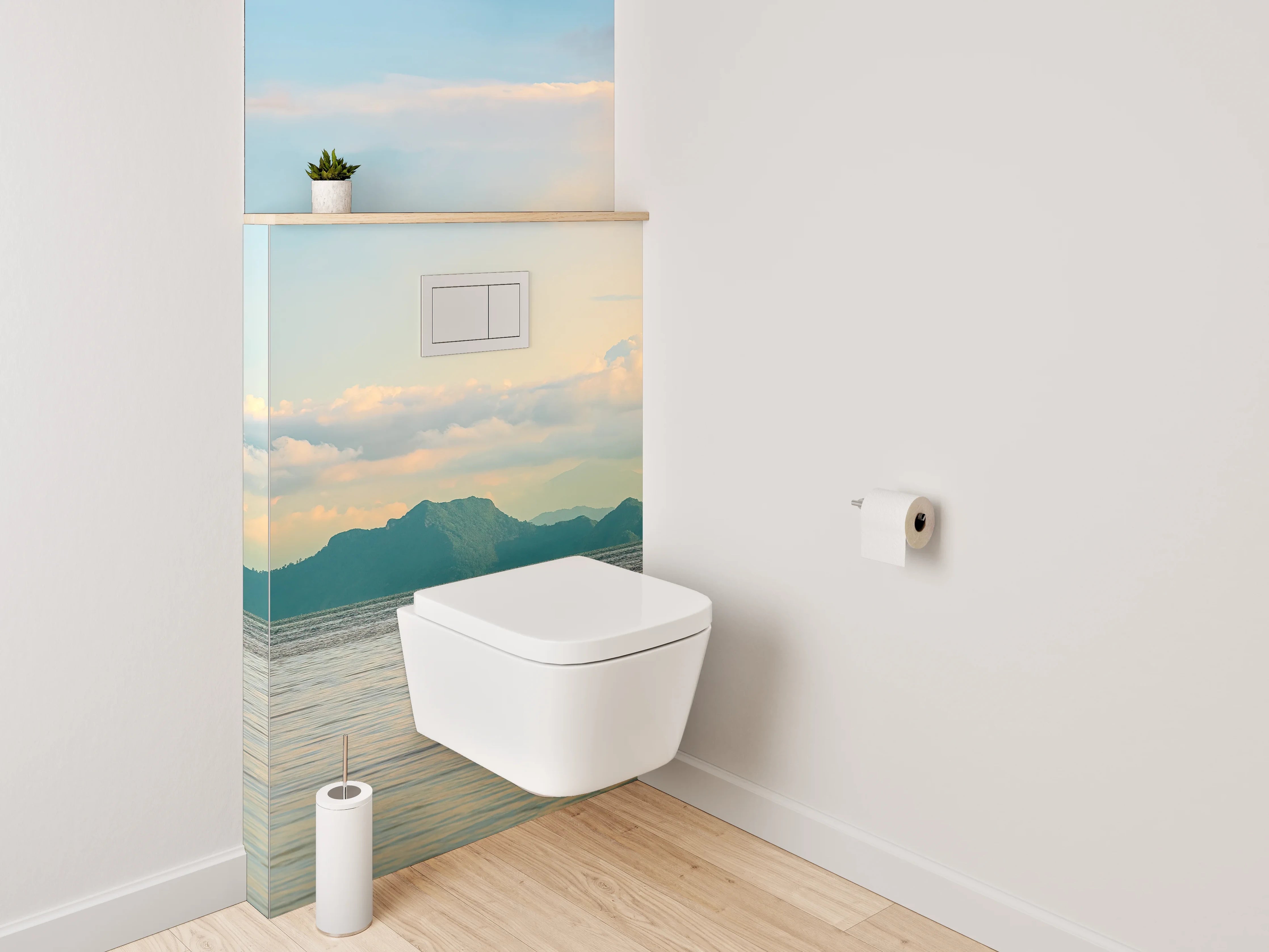 WC-Rückwand - Panorama Küstenlandschaft Sonnenuntergang