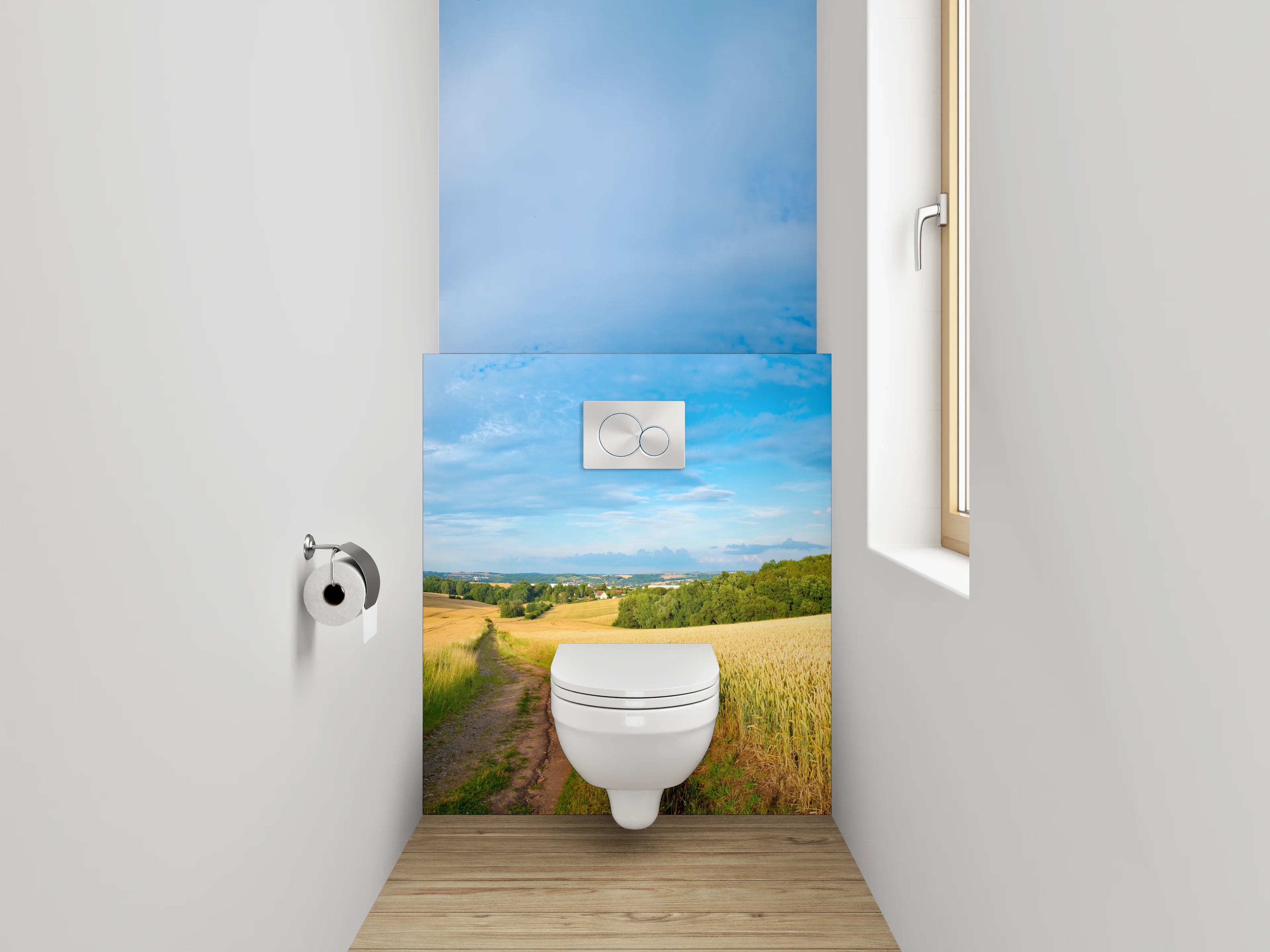 WC-Rückwand - Panorama Landschaft Felder Himmel