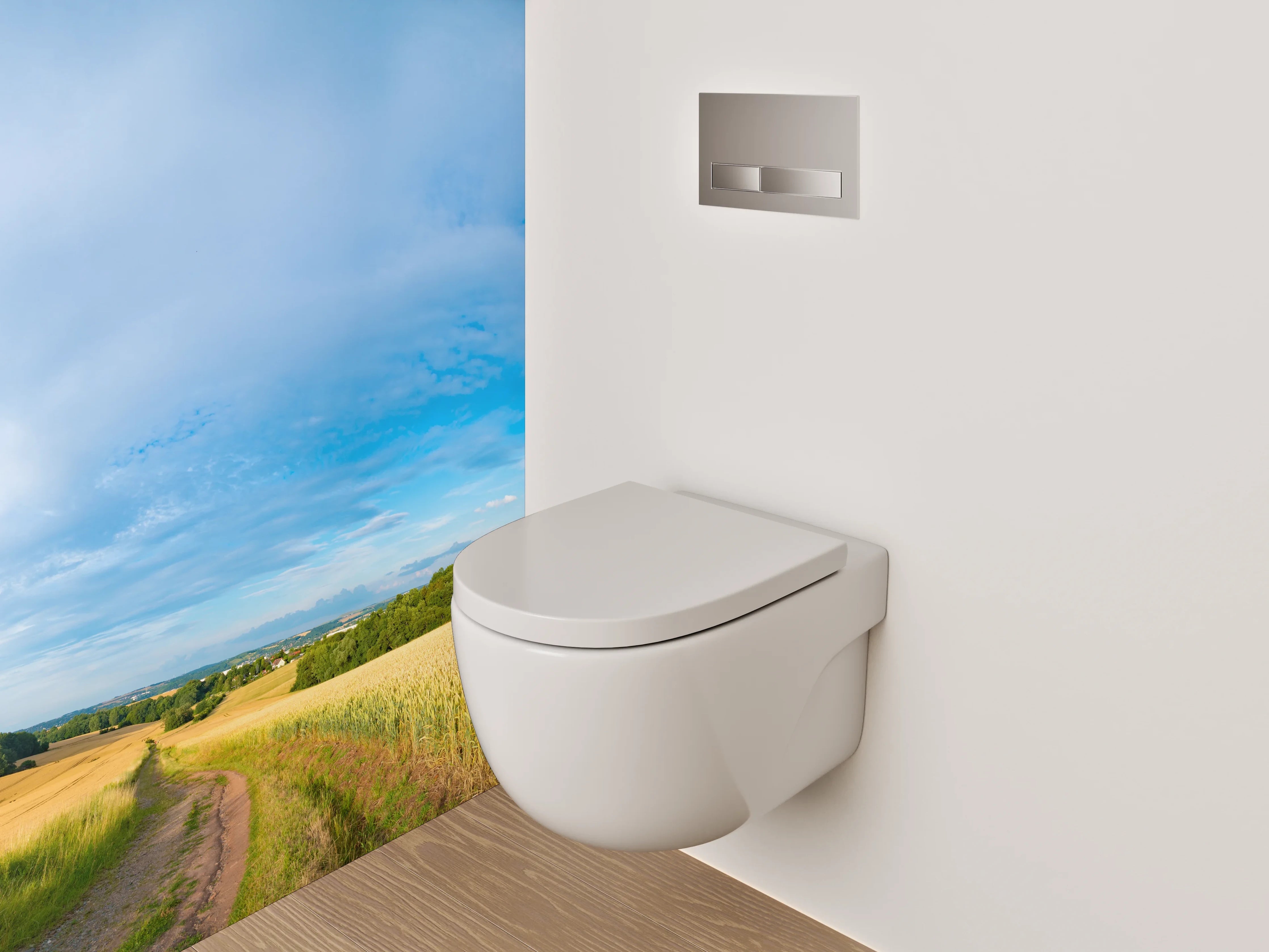 WC-Rückwand - Panorama Landschaft Felder Himmel