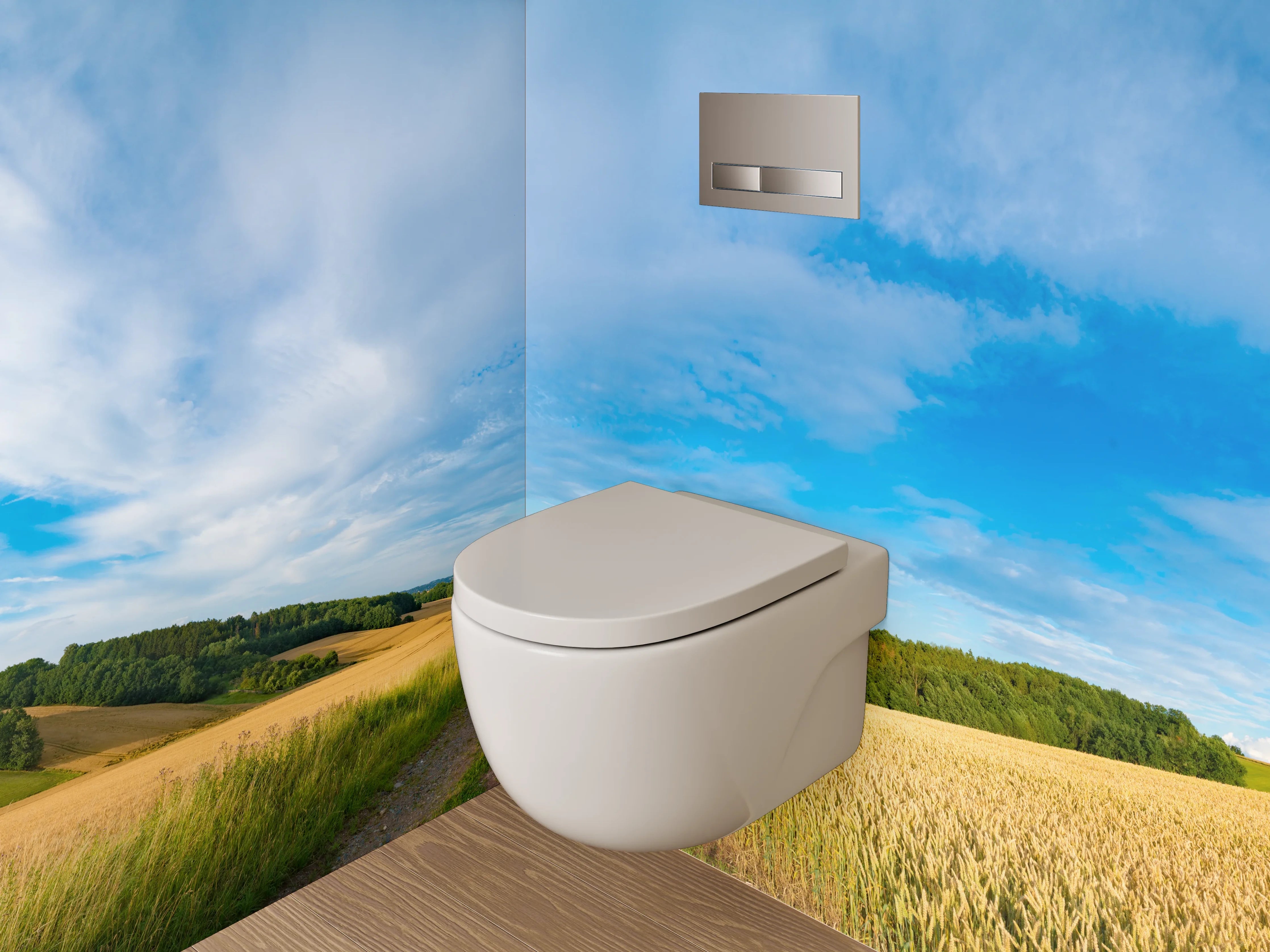 WC-Rückwand - Panorama Landschaft Felder Himmel