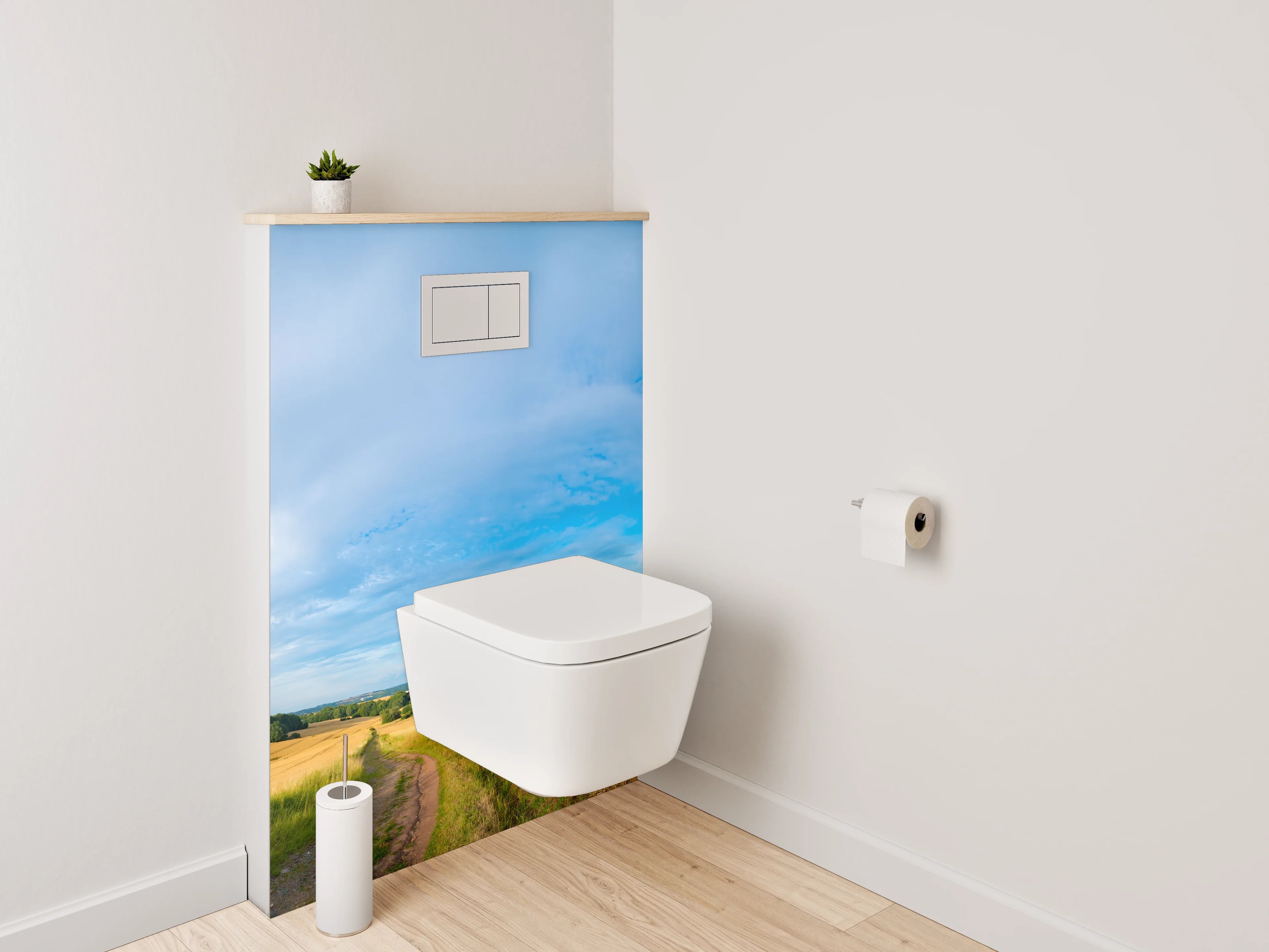 WC-Rückwand - Panorama Landschaft Felder Himmel