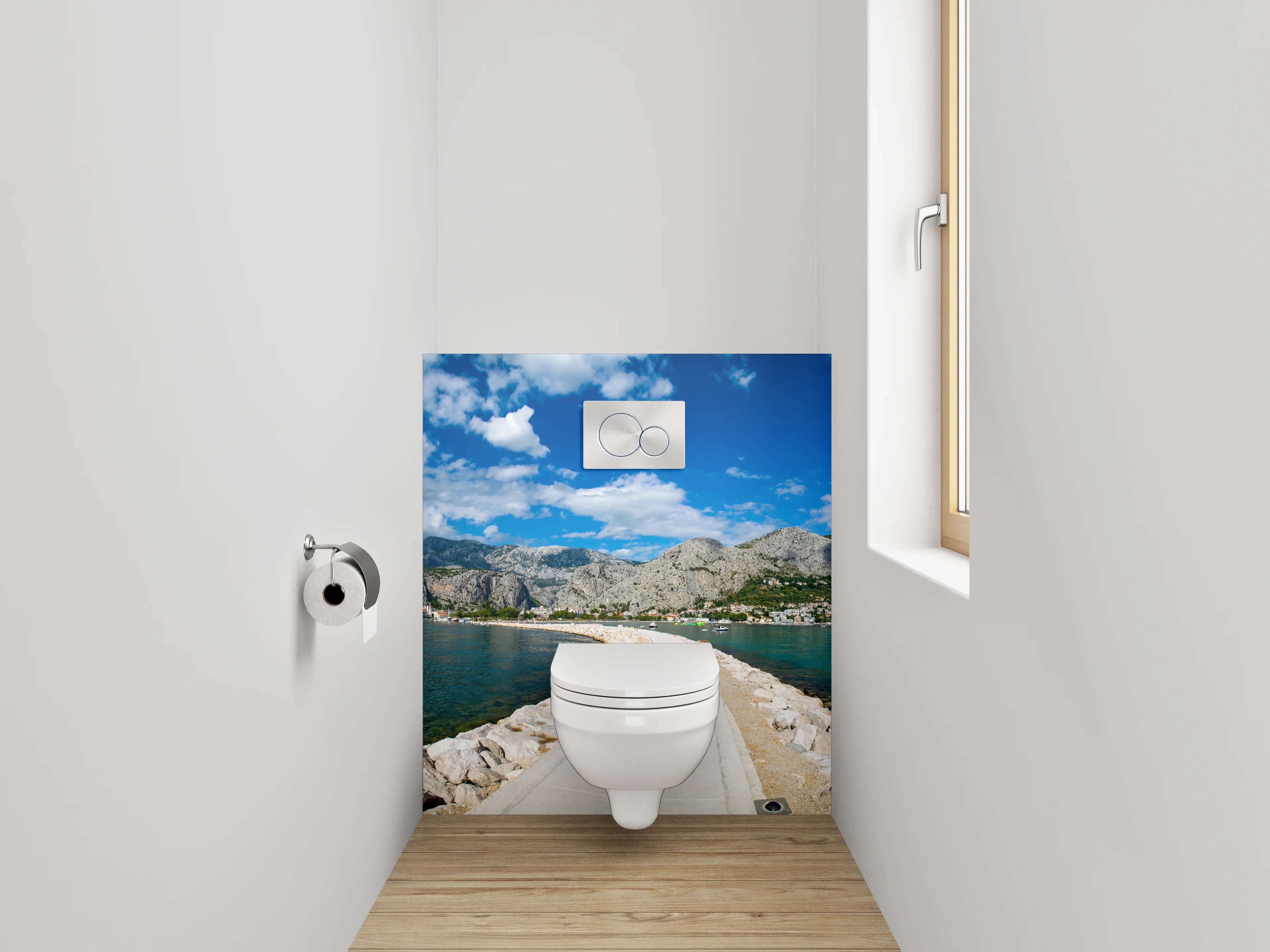 WC-Rückwand - Panorama Meerweg und Berge Kroatien