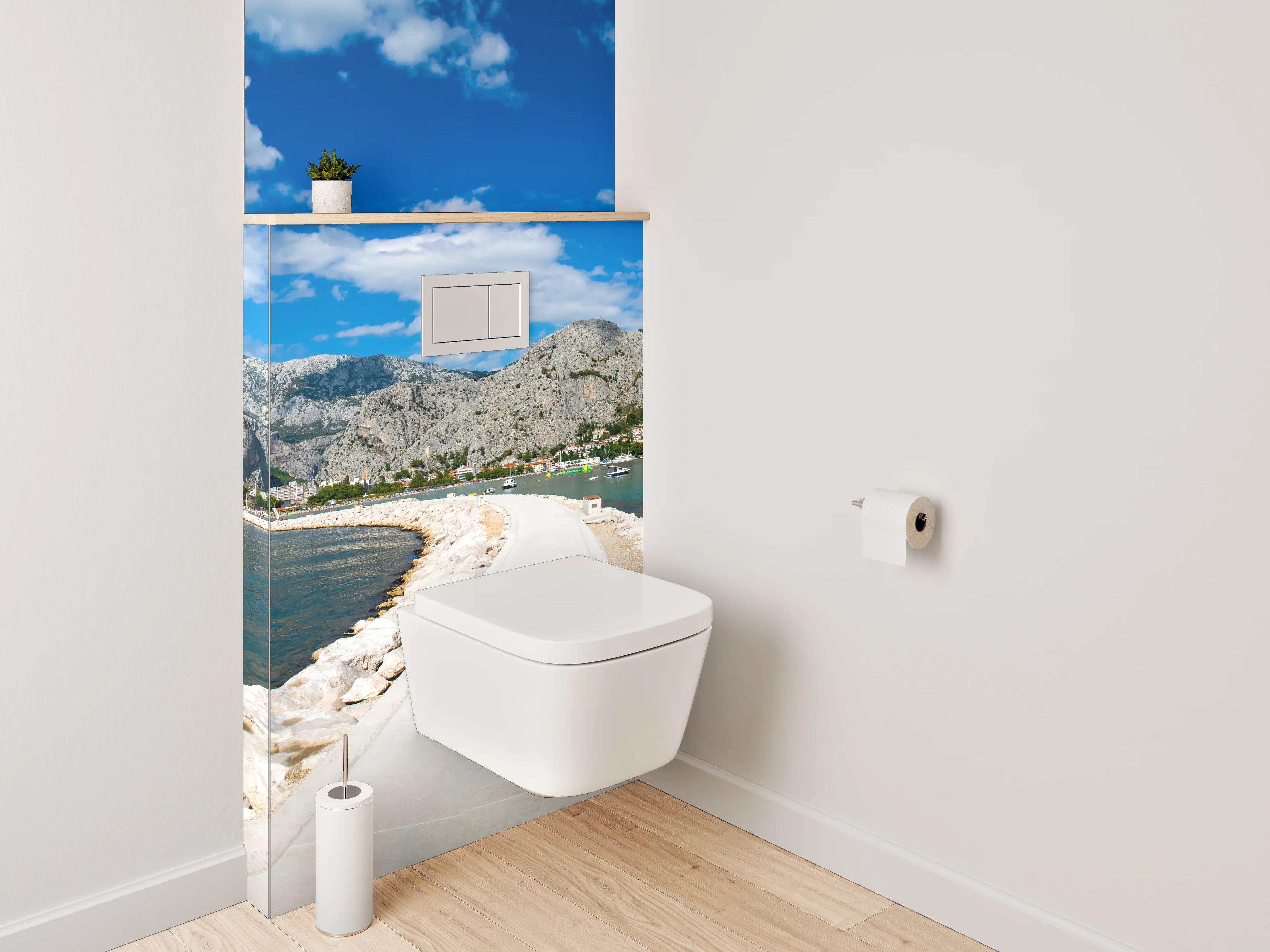 WC-Rückwand - Panorama Meerweg und Berge Kroatien