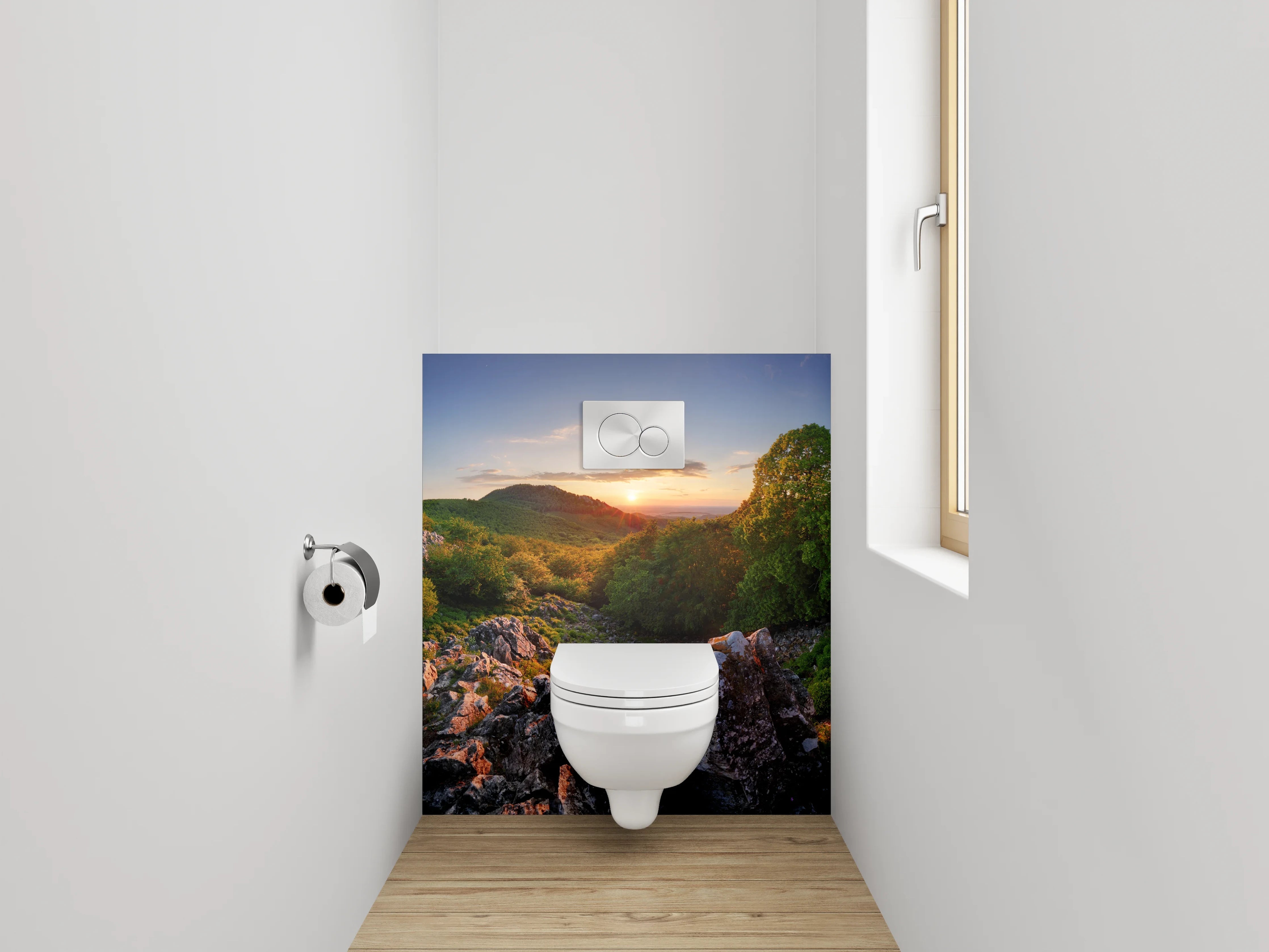 WC-Rückwand - Panorama Natur Sonnenuntergang Landschaft Felsen