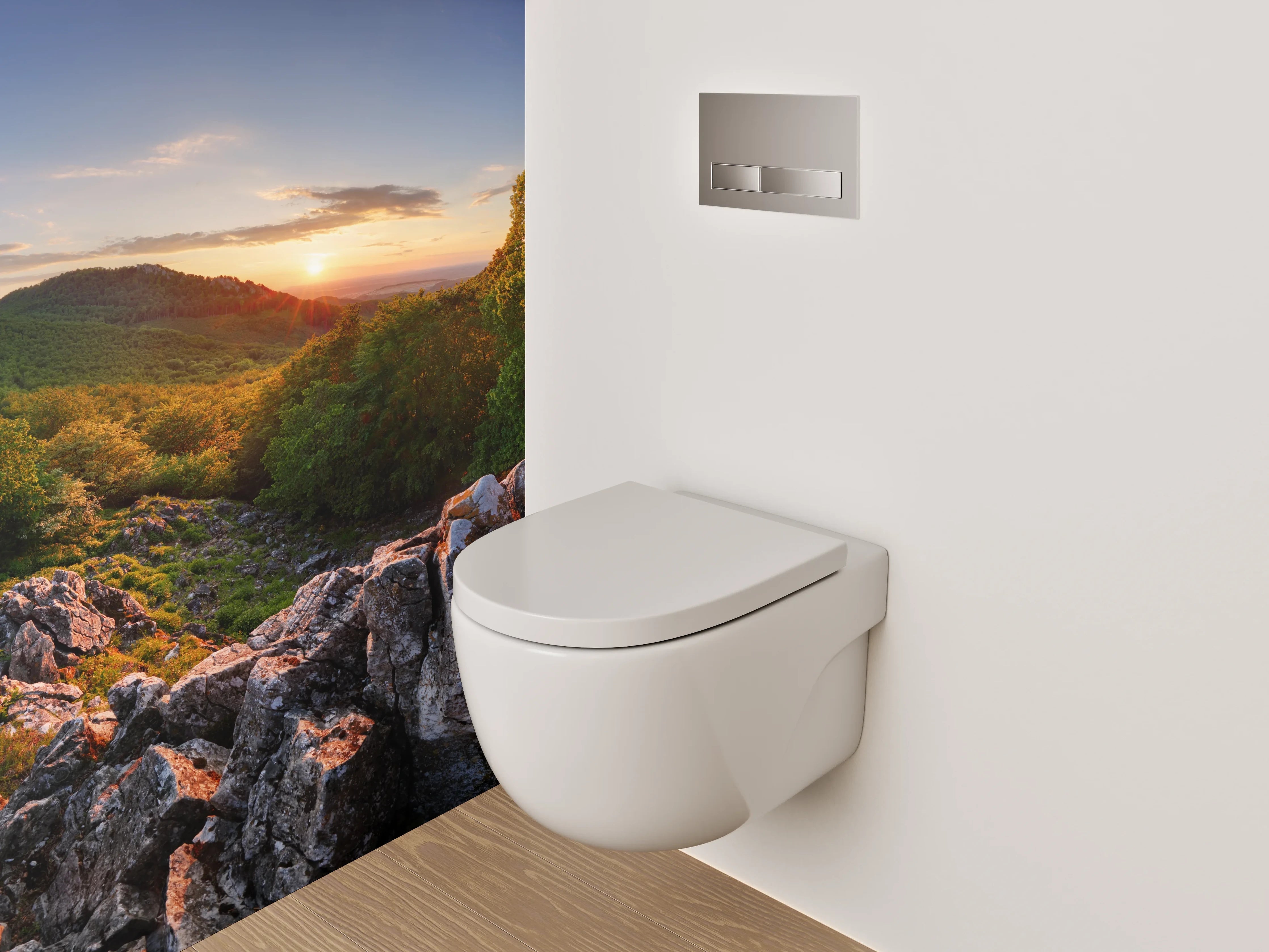 WC-Rückwand - Panorama Natur Sonnenuntergang Landschaft Felsen