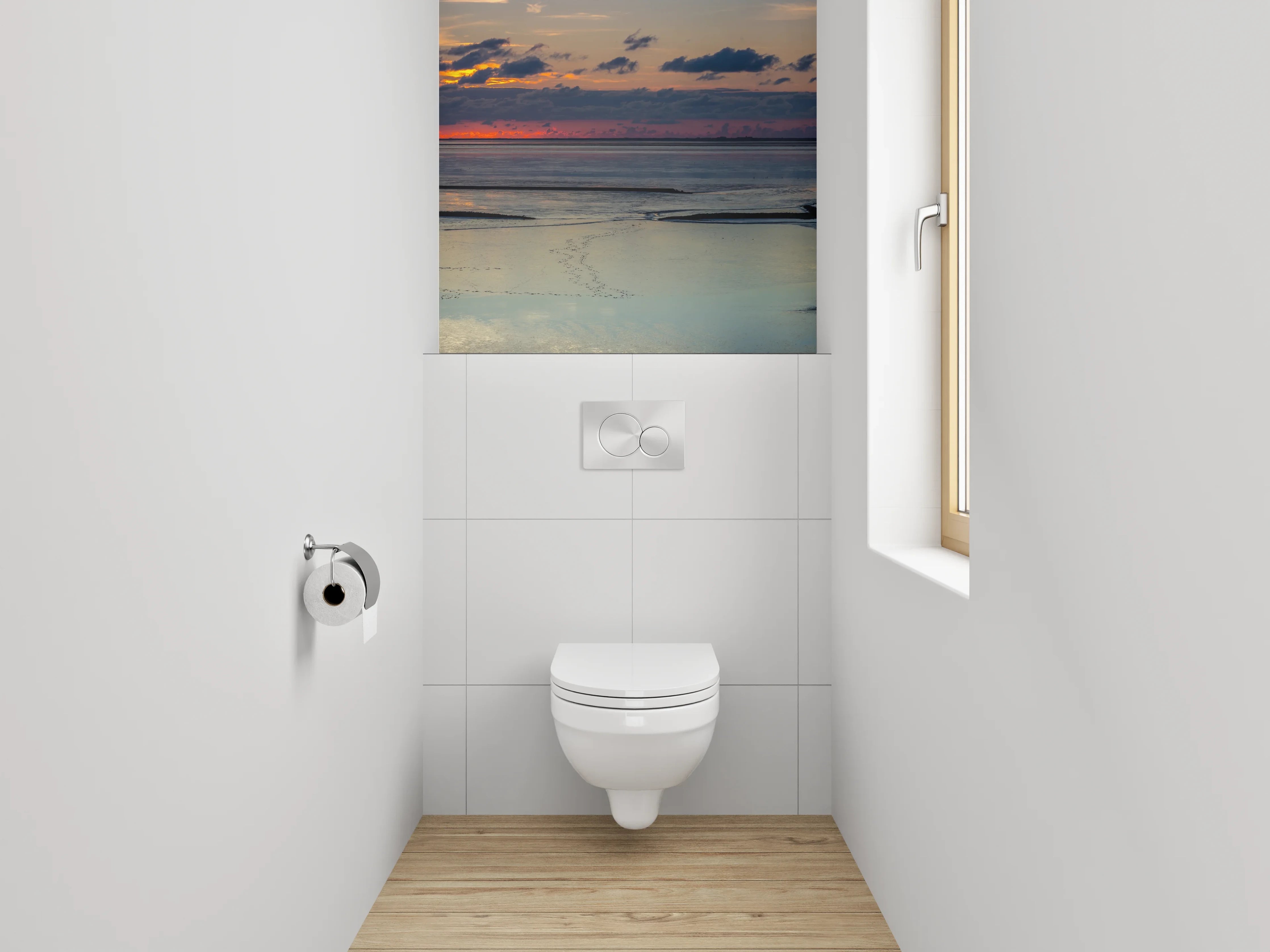 WC-Rückwand - Panorama Nordsee Sonnenuntergang Wattenmeer