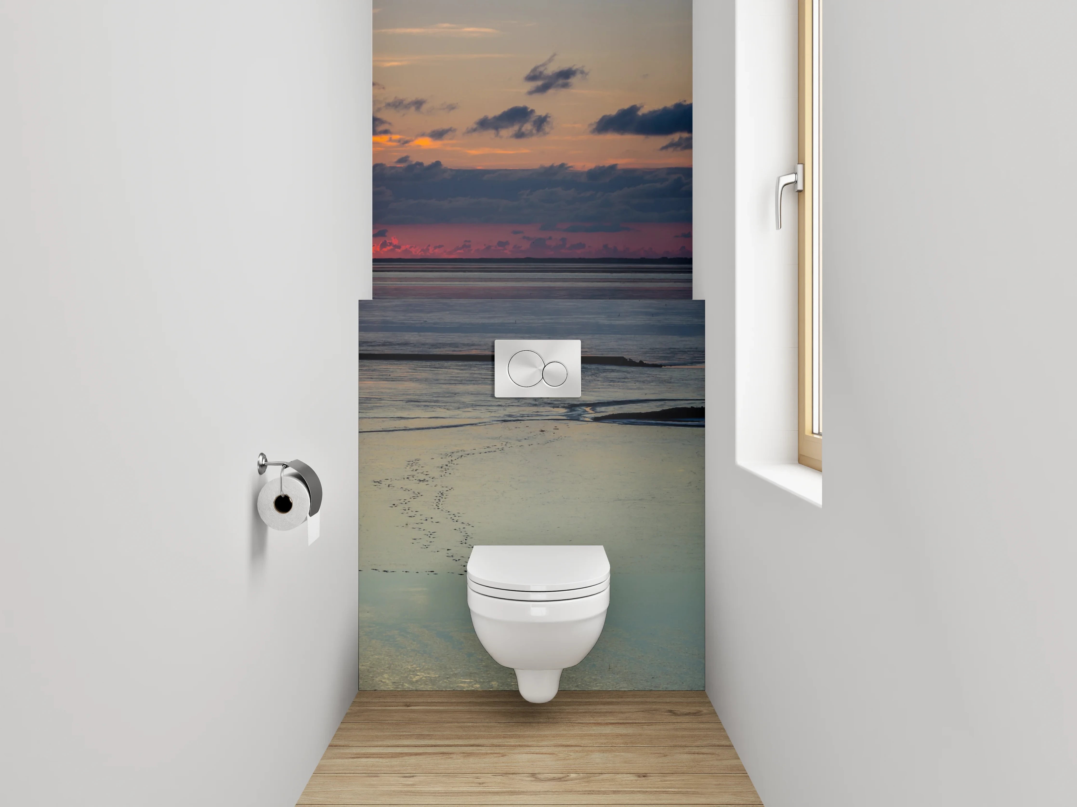 WC-Rückwand - Panorama Nordsee Sonnenuntergang Wattenmeer