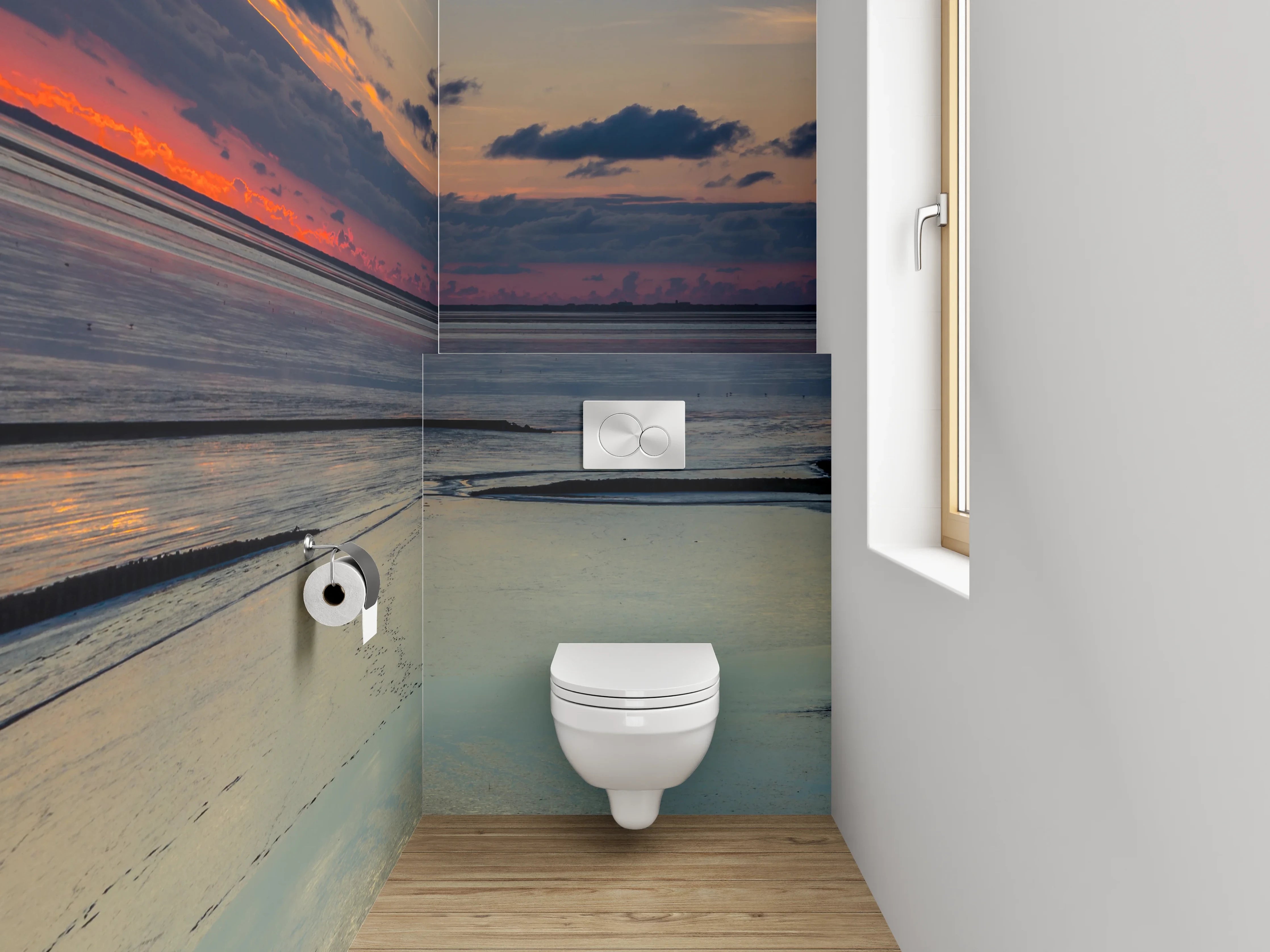 WC-Rückwand - Panorama Nordsee Sonnenuntergang Wattenmeer