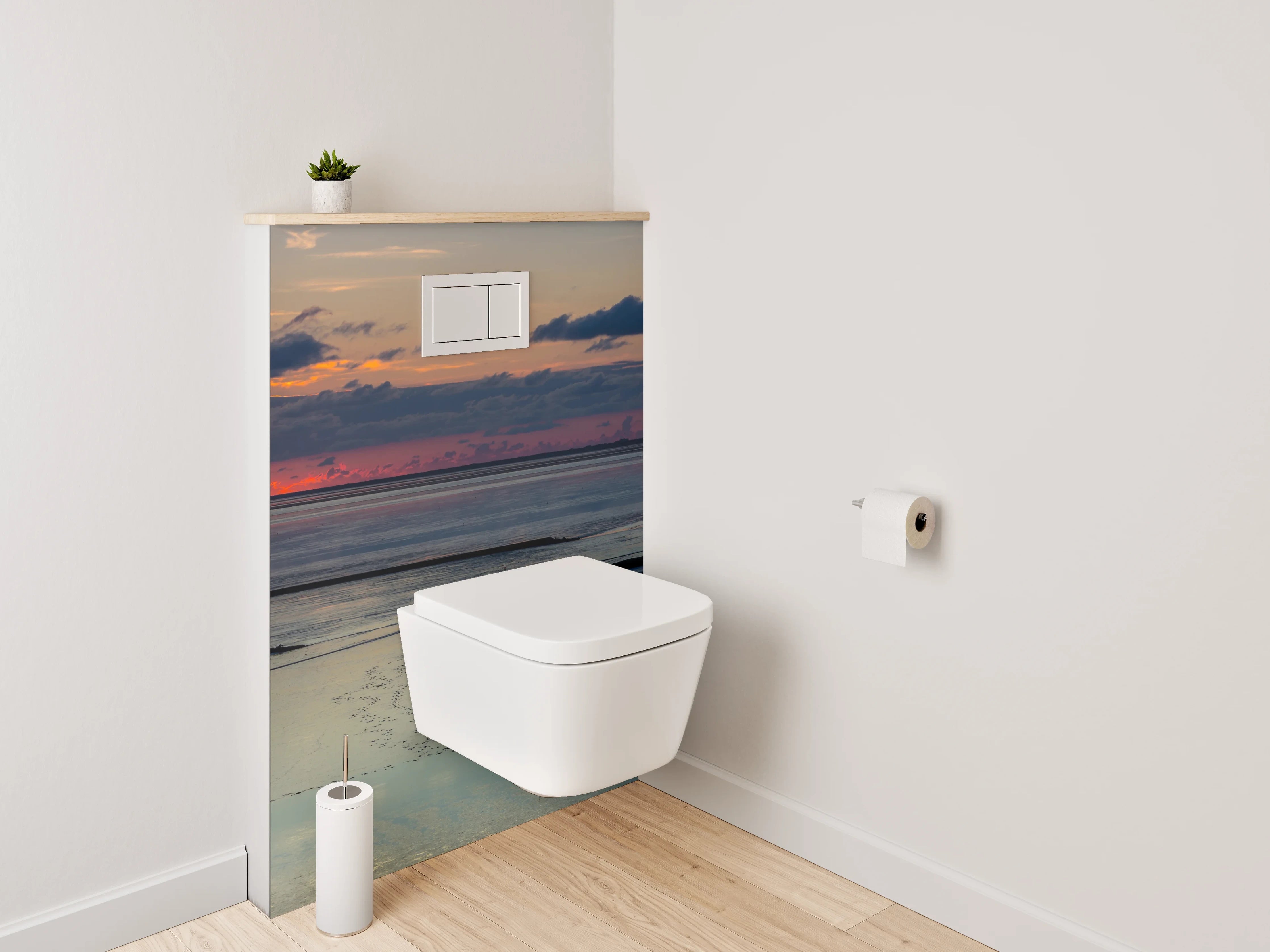 WC-Rückwand - Panorama Nordsee Sonnenuntergang Wattenmeer
