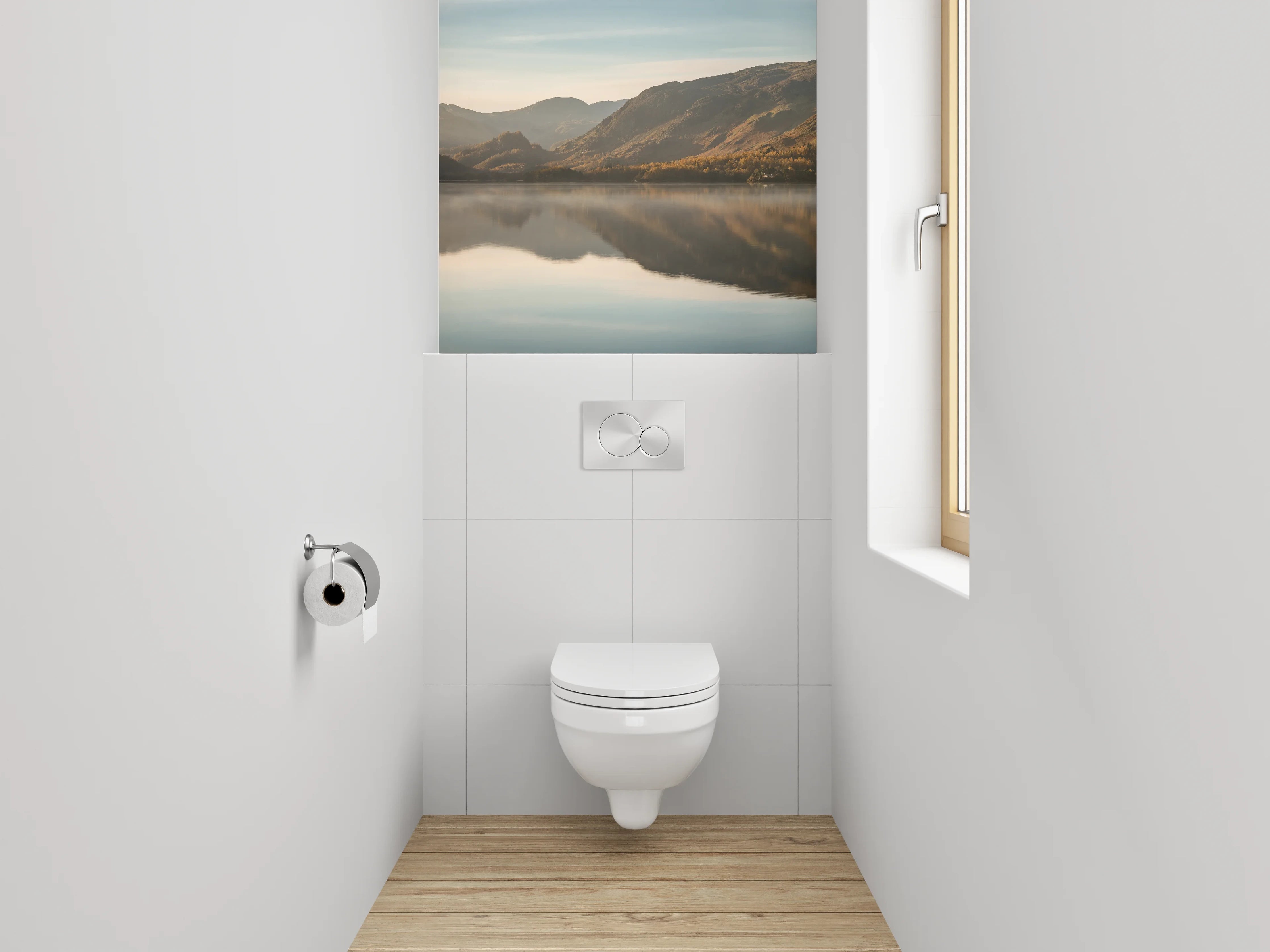 WC-Rückwand - Panorama See Berge Morgenstimmung