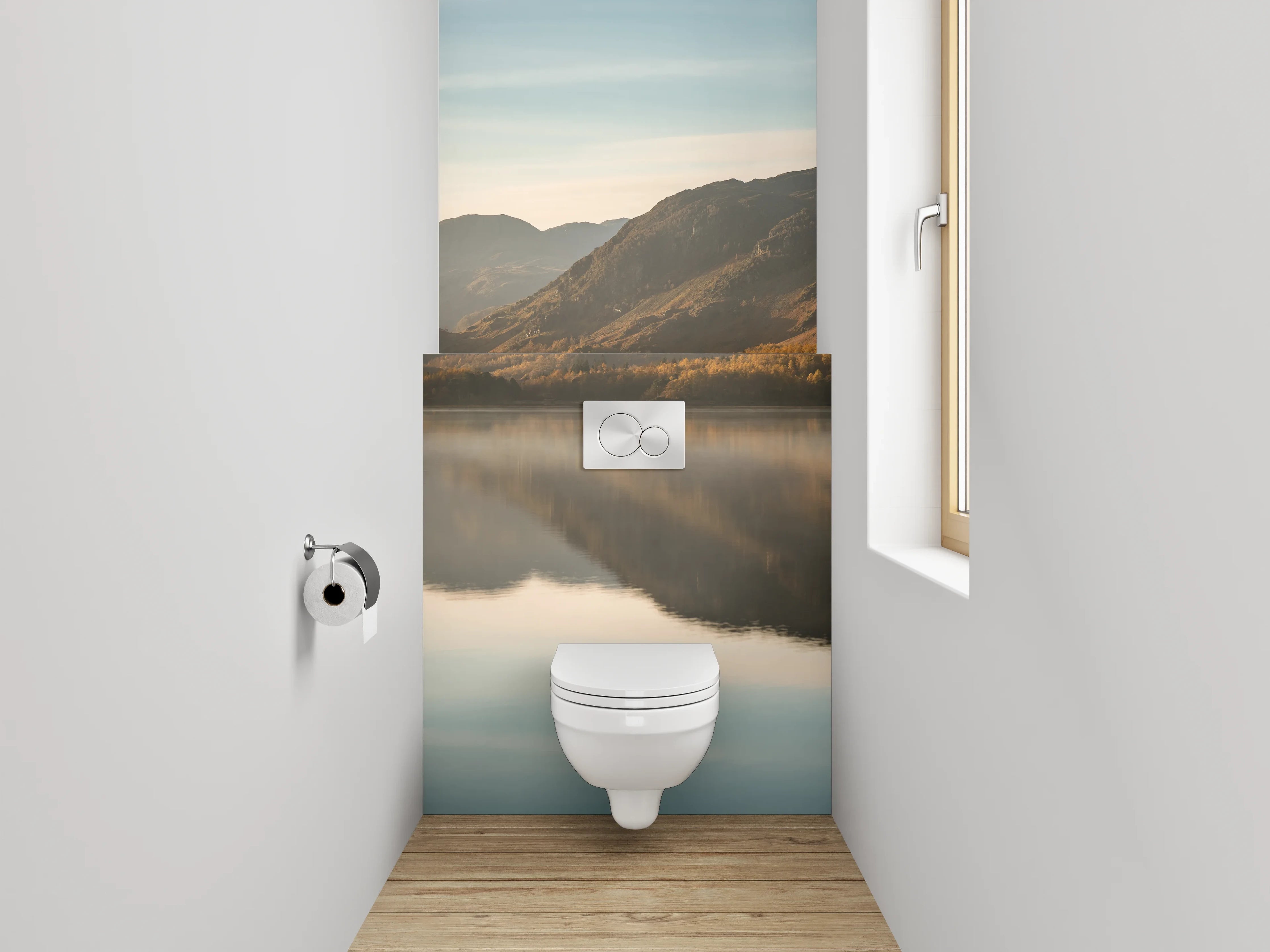 WC-Rückwand - Panorama See Berge Morgenstimmung